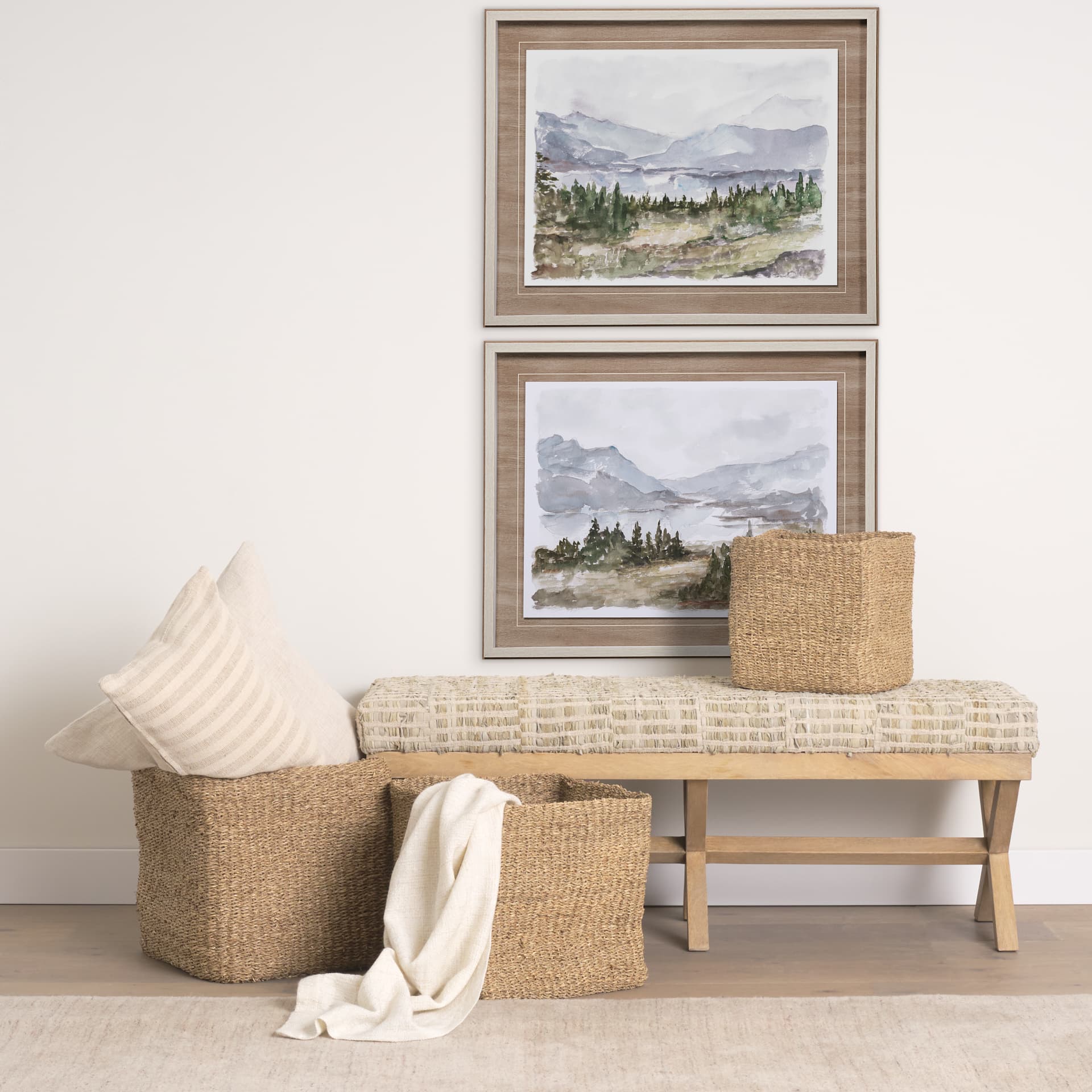 Overcast Reservoir II by Ethan Harper Hand Embellished Textured Framed Art Print Matted under Glass — in a styled room