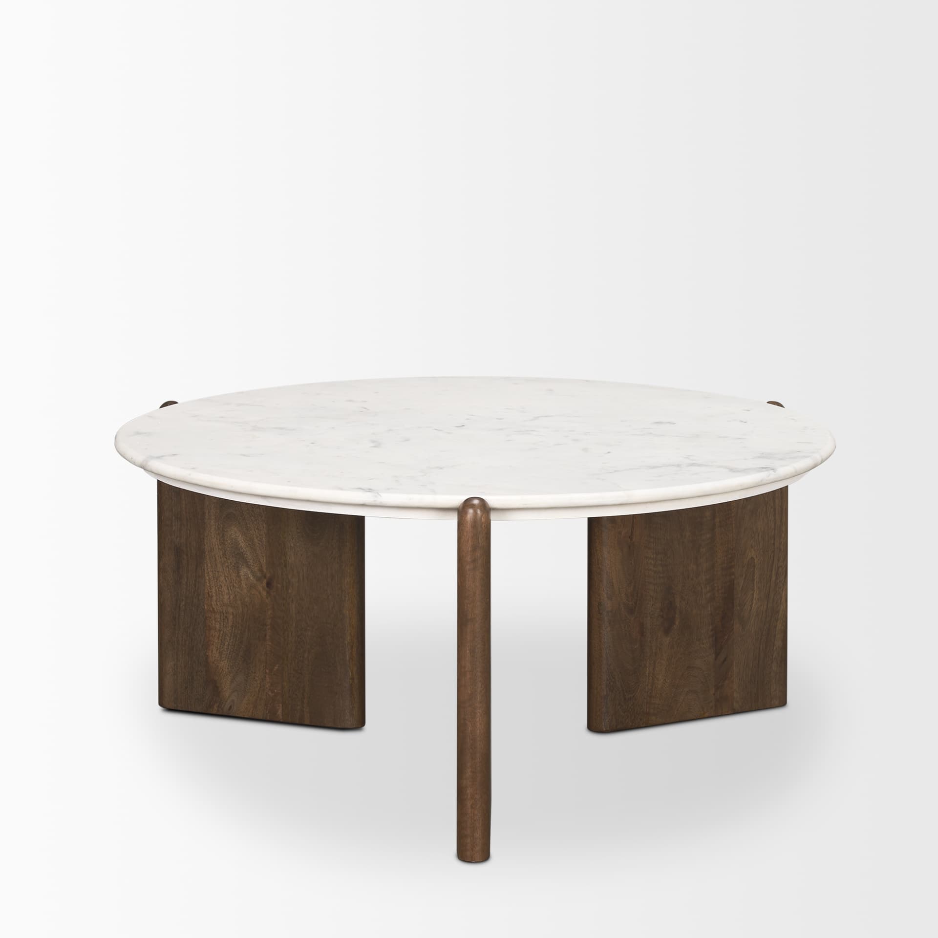 Rumer Dark Brown Wood w/ White Marble Coffee Table — product photograph