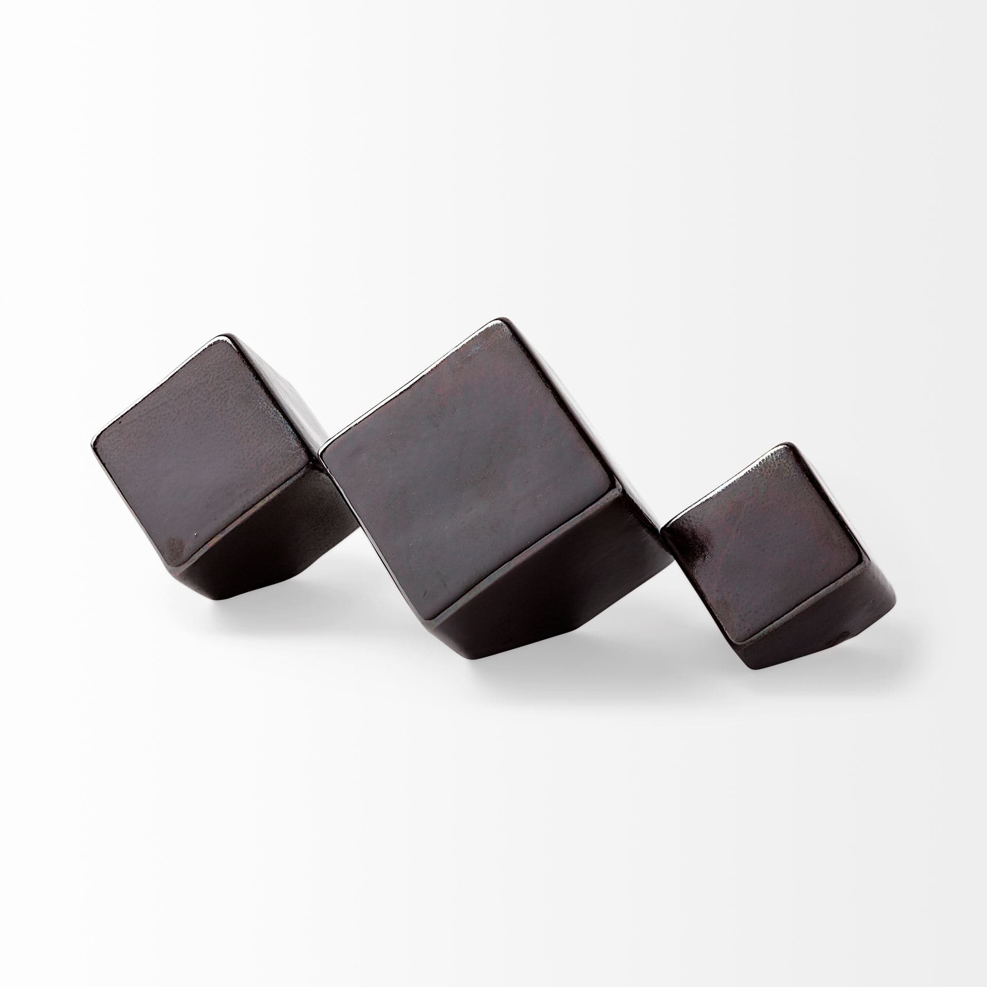 Mayweather (Set of 3) Black Geometric Ceramic Cubes — product photograph