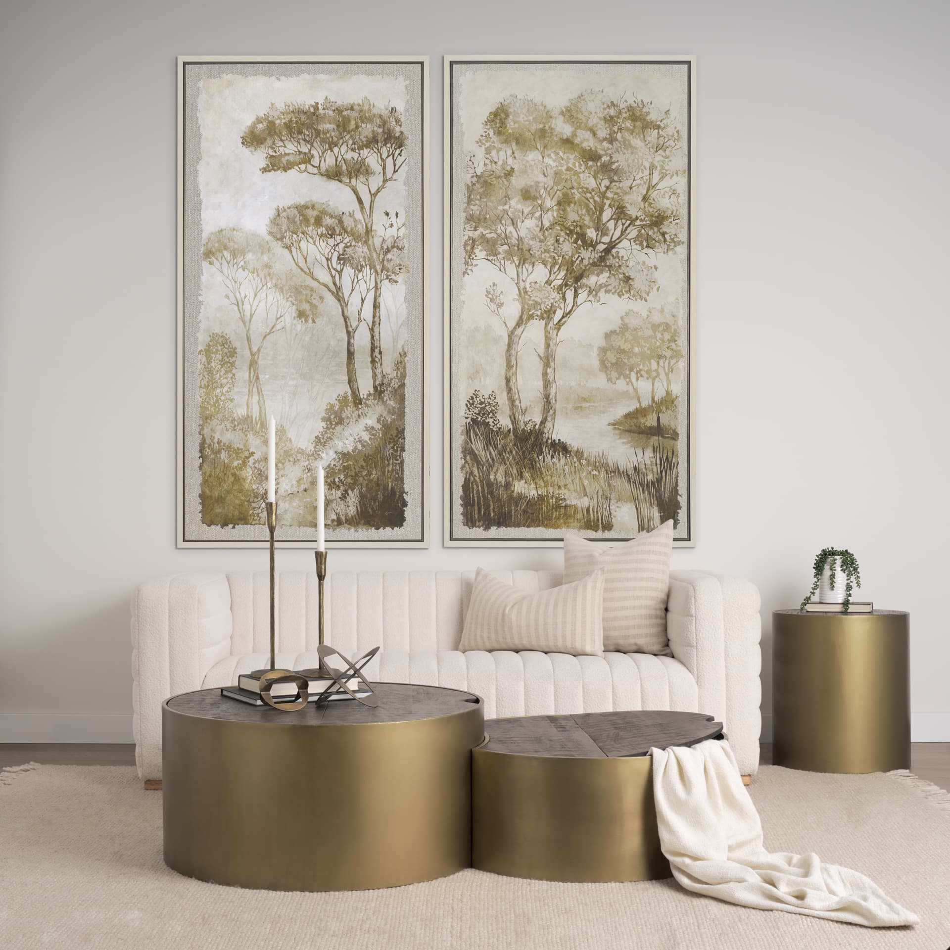 Timeless Vista III by Mercana Studio Hand-Embellished Textured Framed Canvas Artwork — in a styled room
