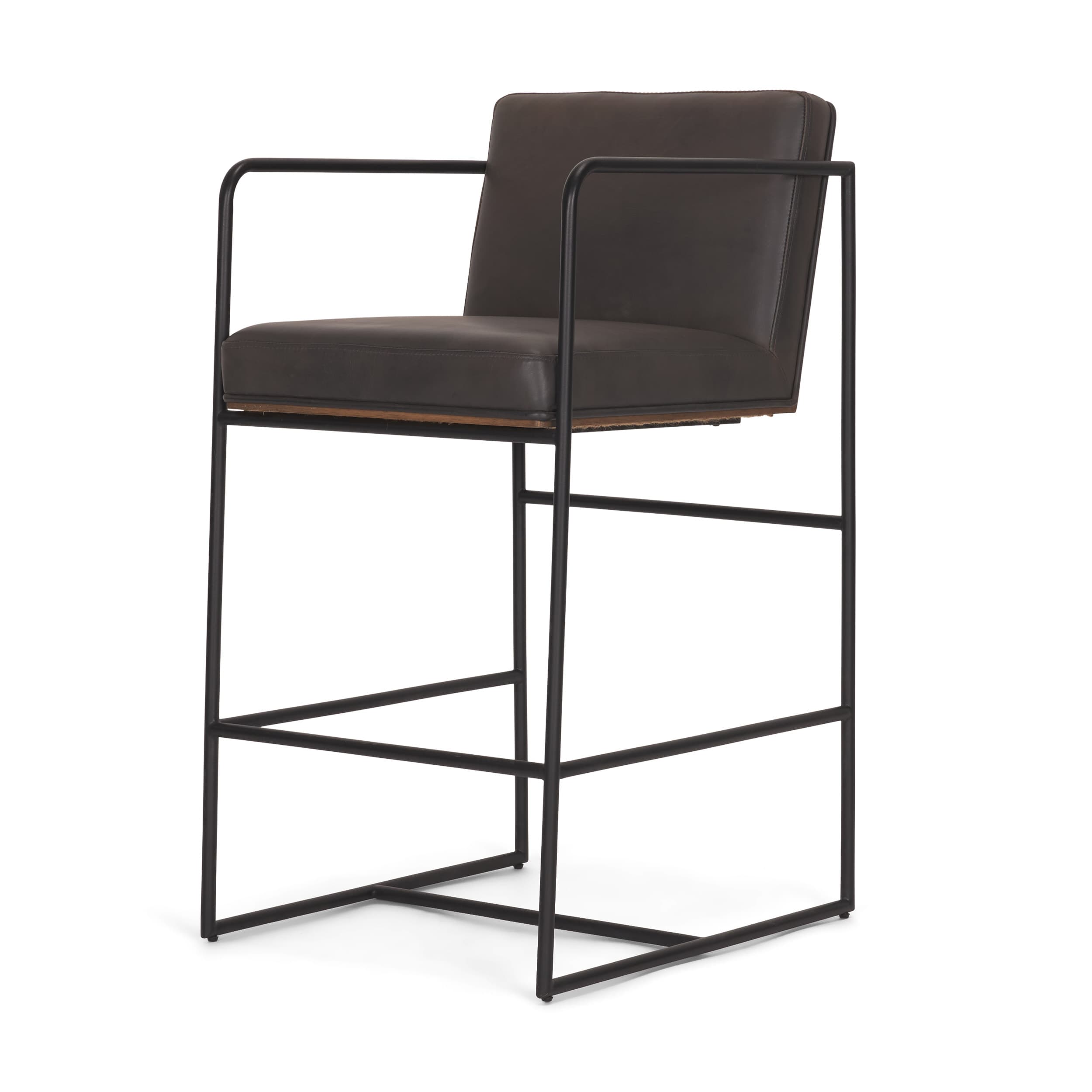 Stamford Backless 36in Seat Counter Stool | Charcoal-Brown Leather — product photograph