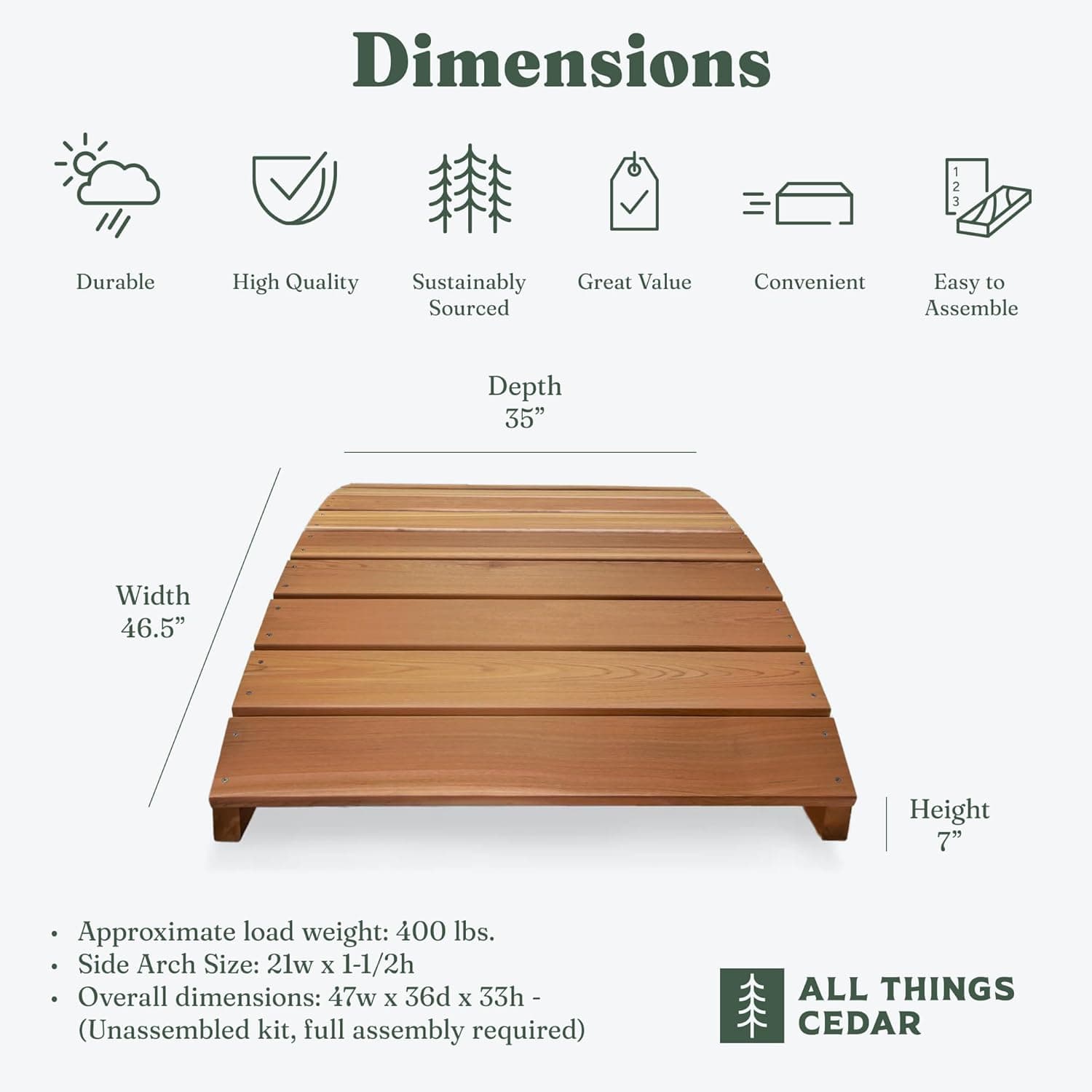 4-Ft Western Red Cedar Garden Bridge — product photograph