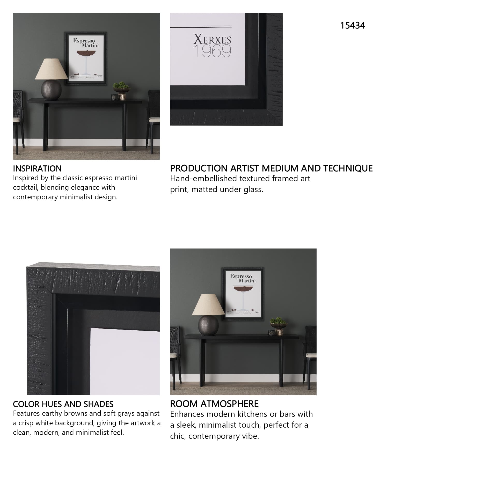 Espresso Martini by Mercana Studio a Hand Embelished Textured Framed Art Print Matted under Glass — in a styled room