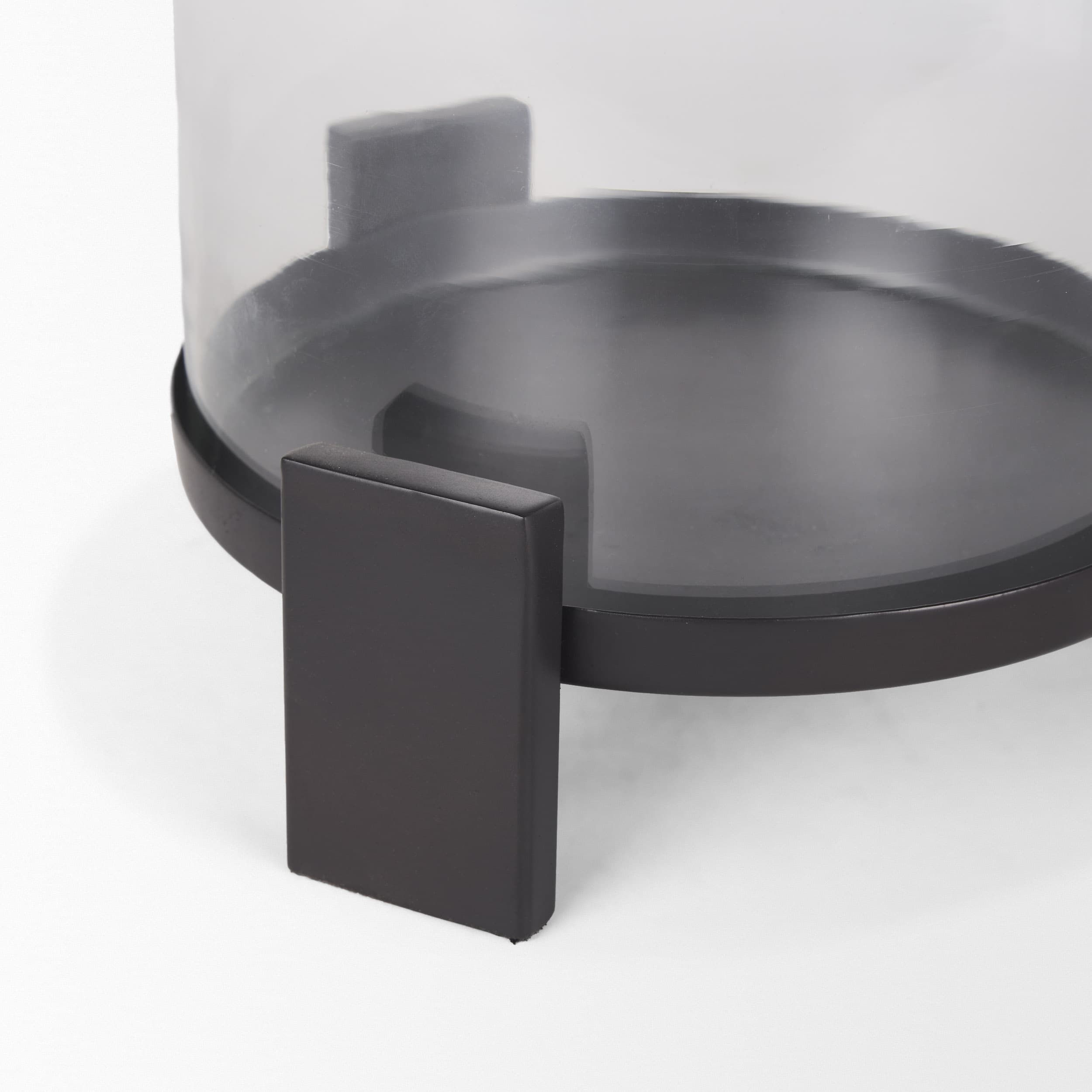 Price Large Matte Black-Brown Metal w/ Glass Hurricane Candle Holder — product photograph