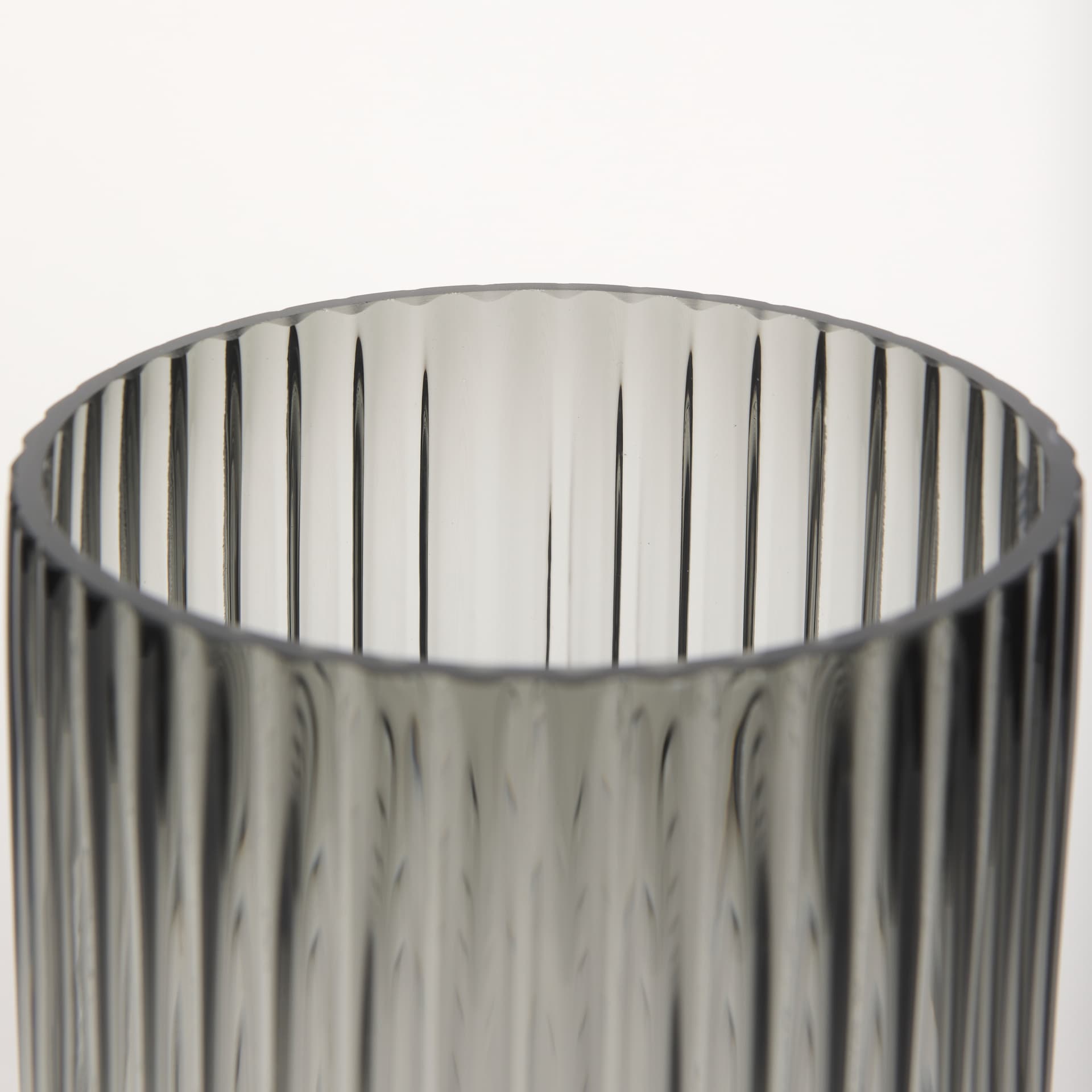 Dawn 11.4" Ribbed Smoke Gray Glass Vase — product photograph