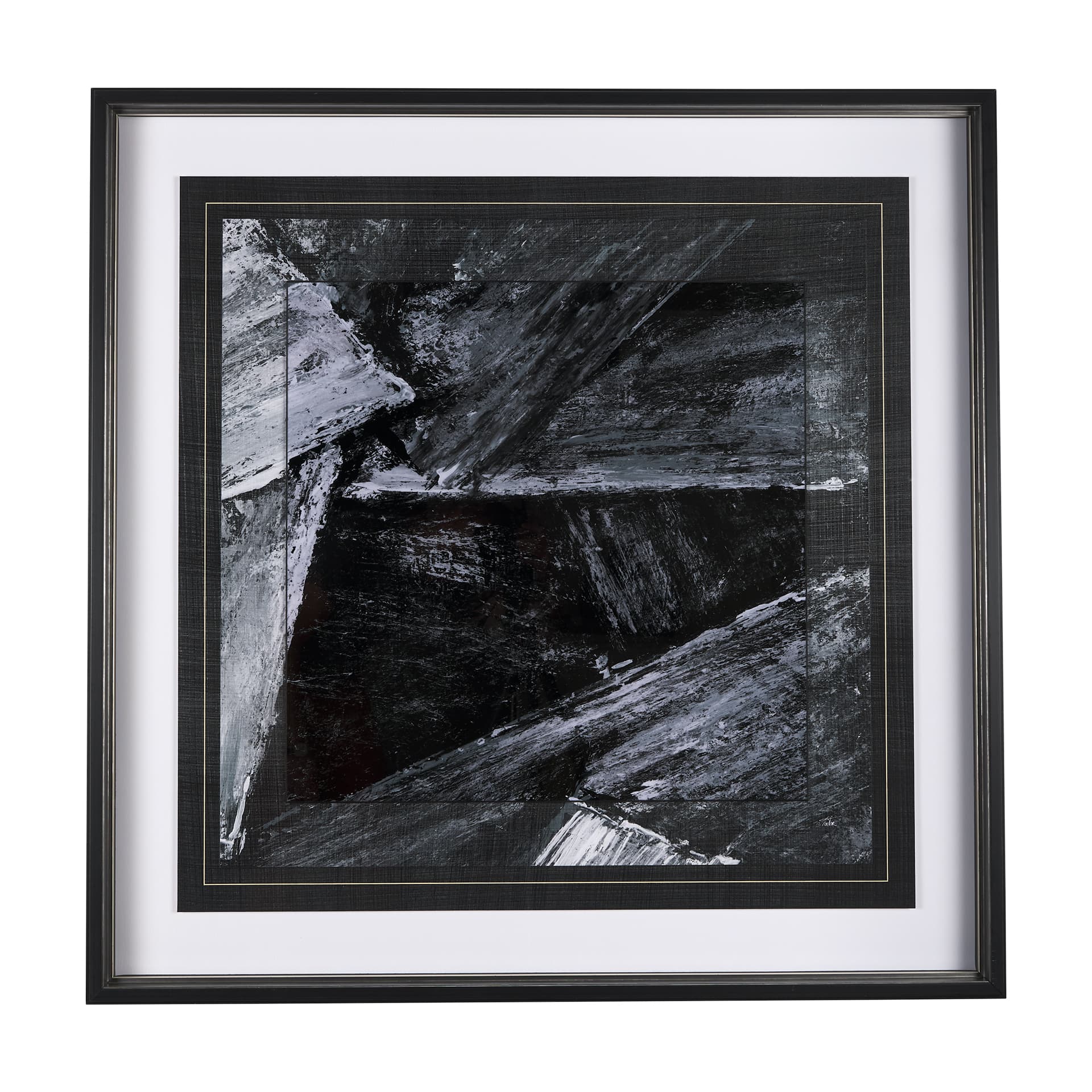 Black Composition II by Mercana Studio Hand Embellished Textured Framed Art Print Matted under Glass — product photograph