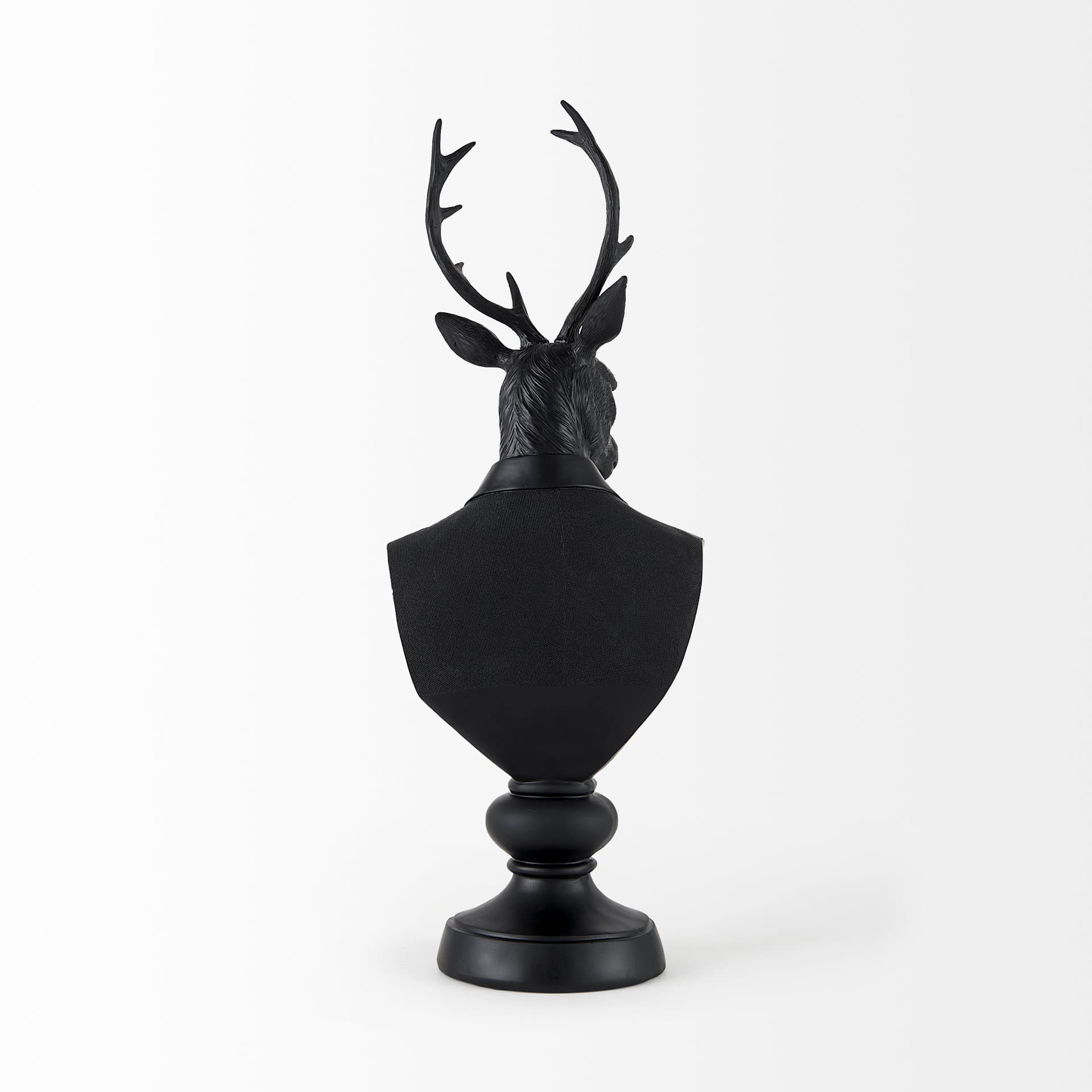 Mozart 22.5H Black Painted Resin Deer In A Suit Bust — product photograph