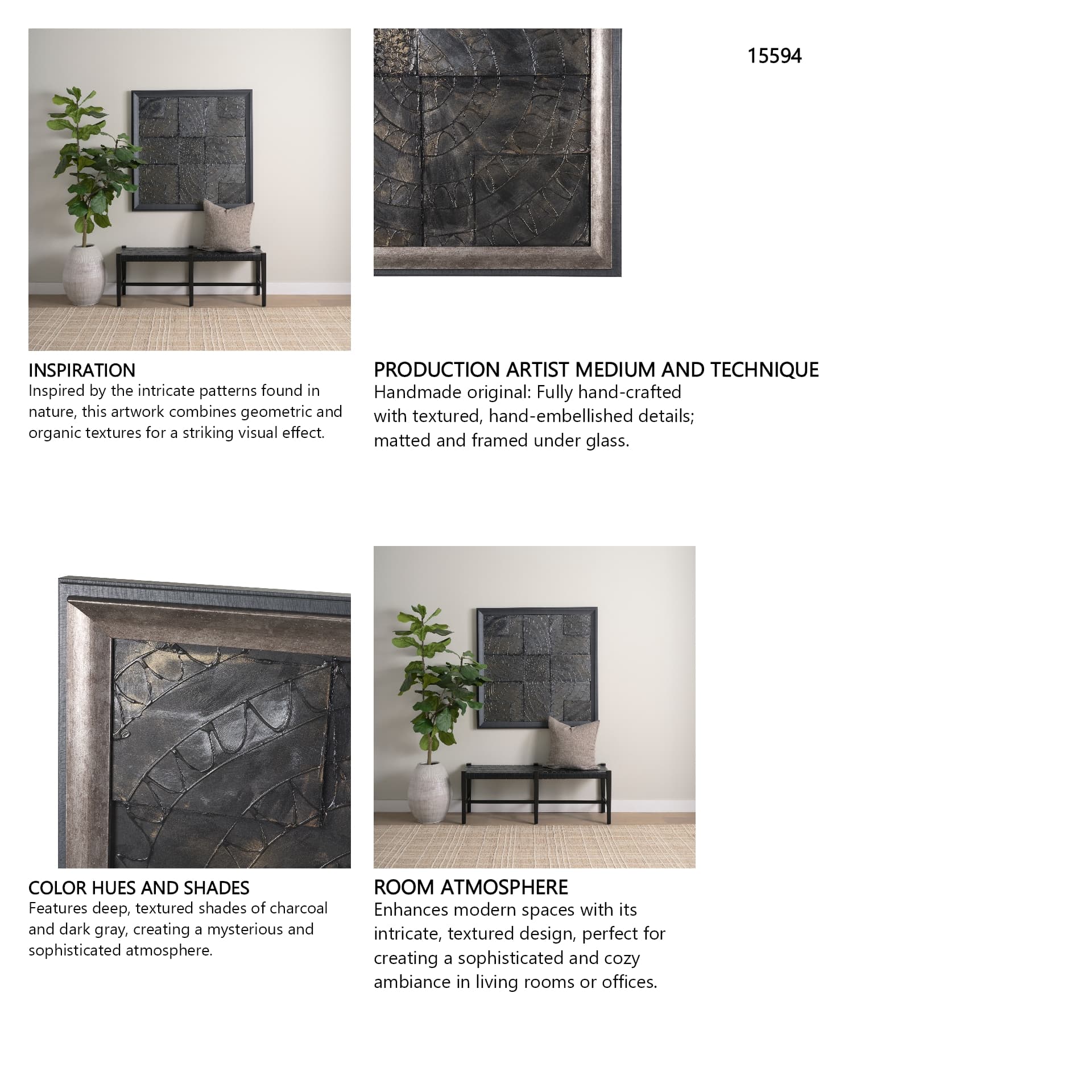 Layered Alloy I by Studio M a handmade Original 3D Textured Framed Artwork — in a styled room