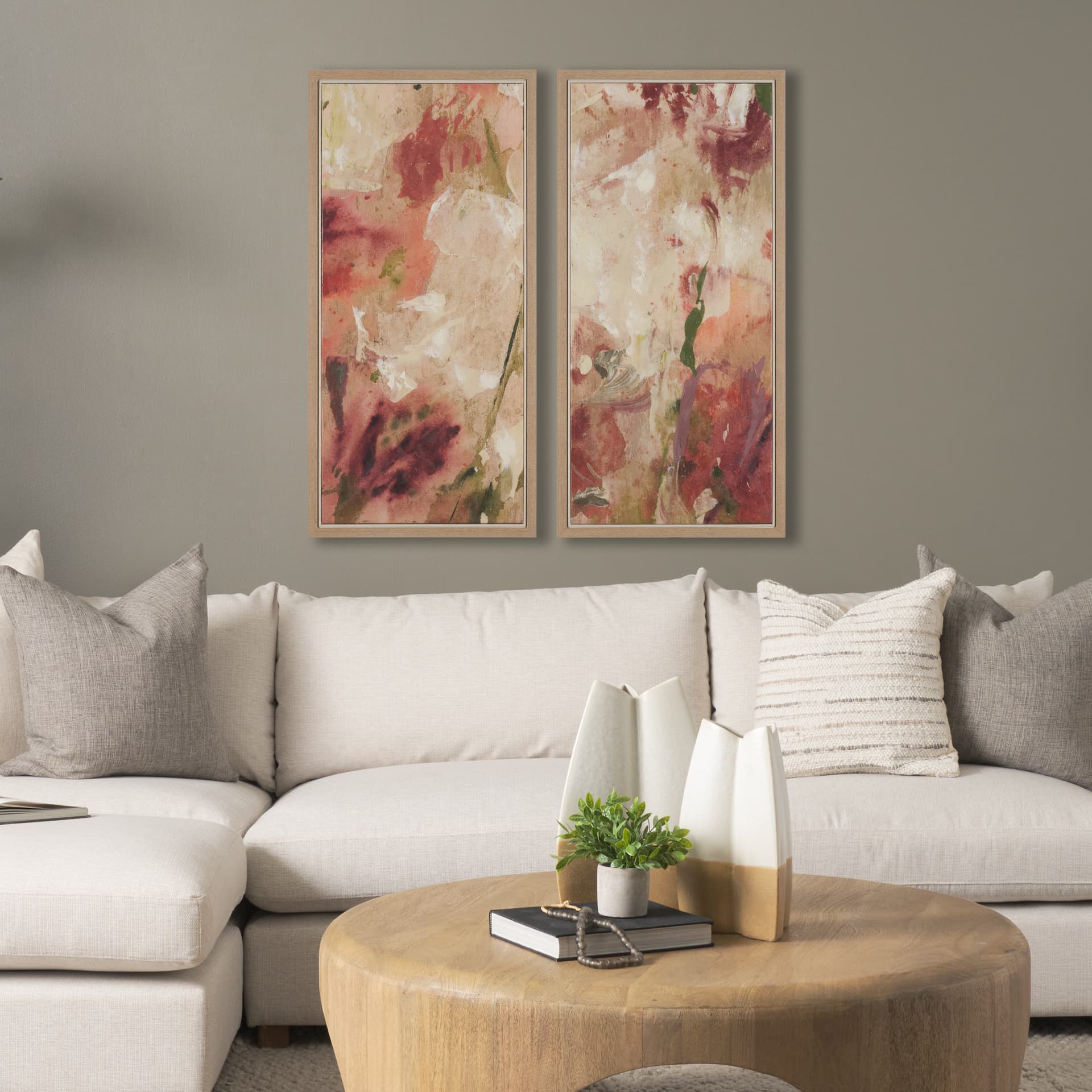 Springs Palette II by Mercana Studio a Hand Embellished Textured Framed Canvas — in a styled room