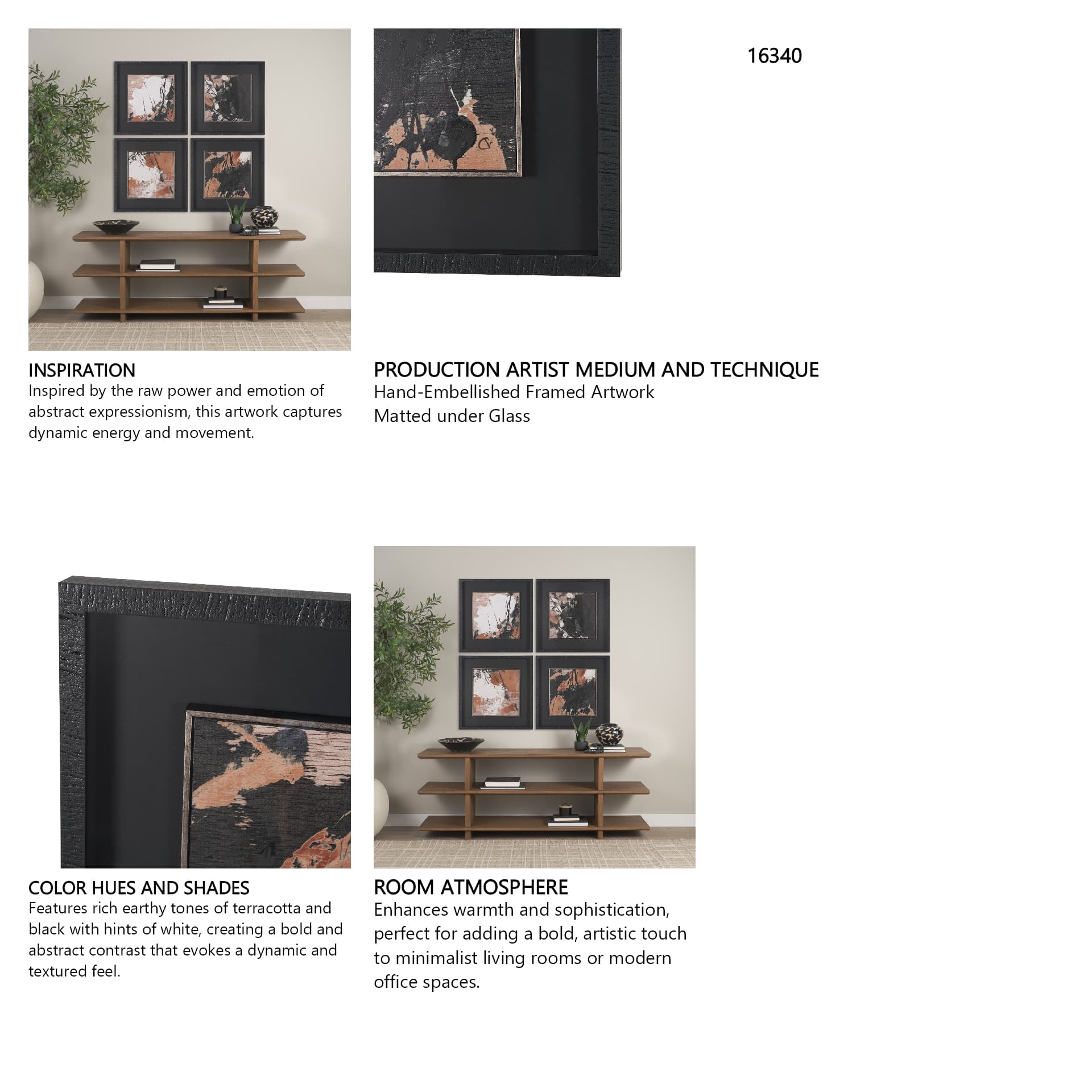 Tones of Sienna II (Set of 2) by Mercana Studio Hand-Embellished Framed Artwork Matted under Glass — product photograph