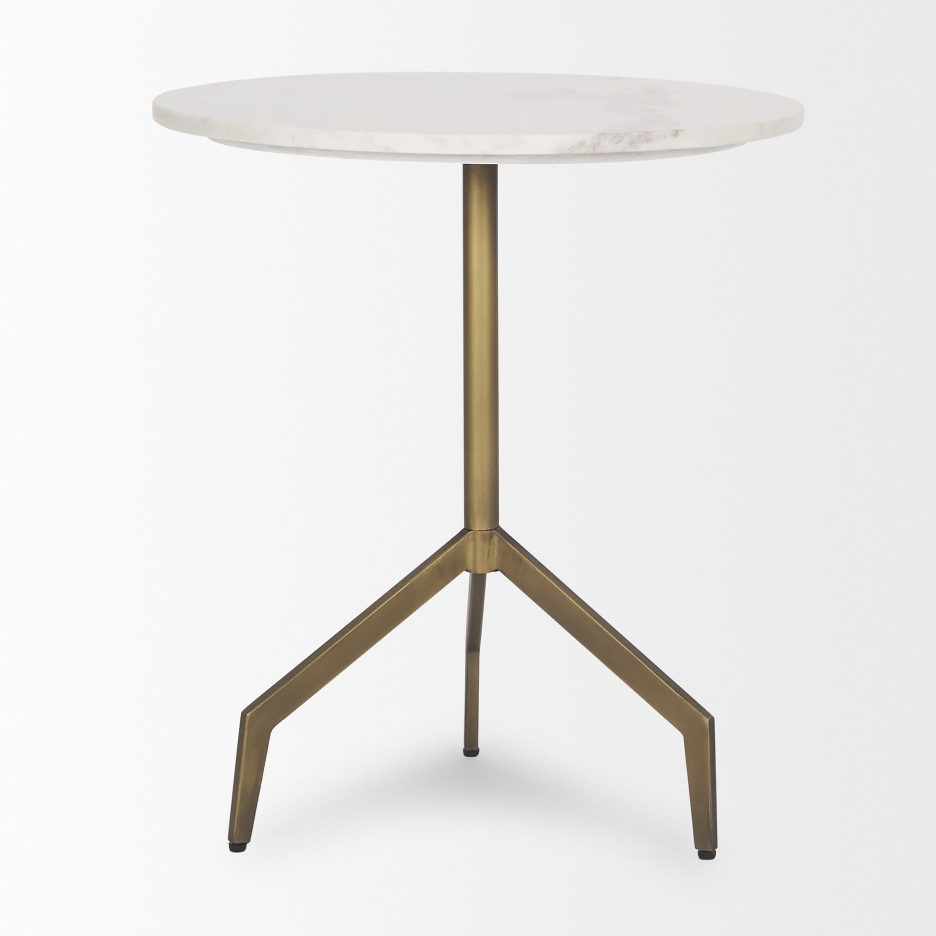 Serre Marble Top 3 Prong Gold Metal Base End Table — product photograph