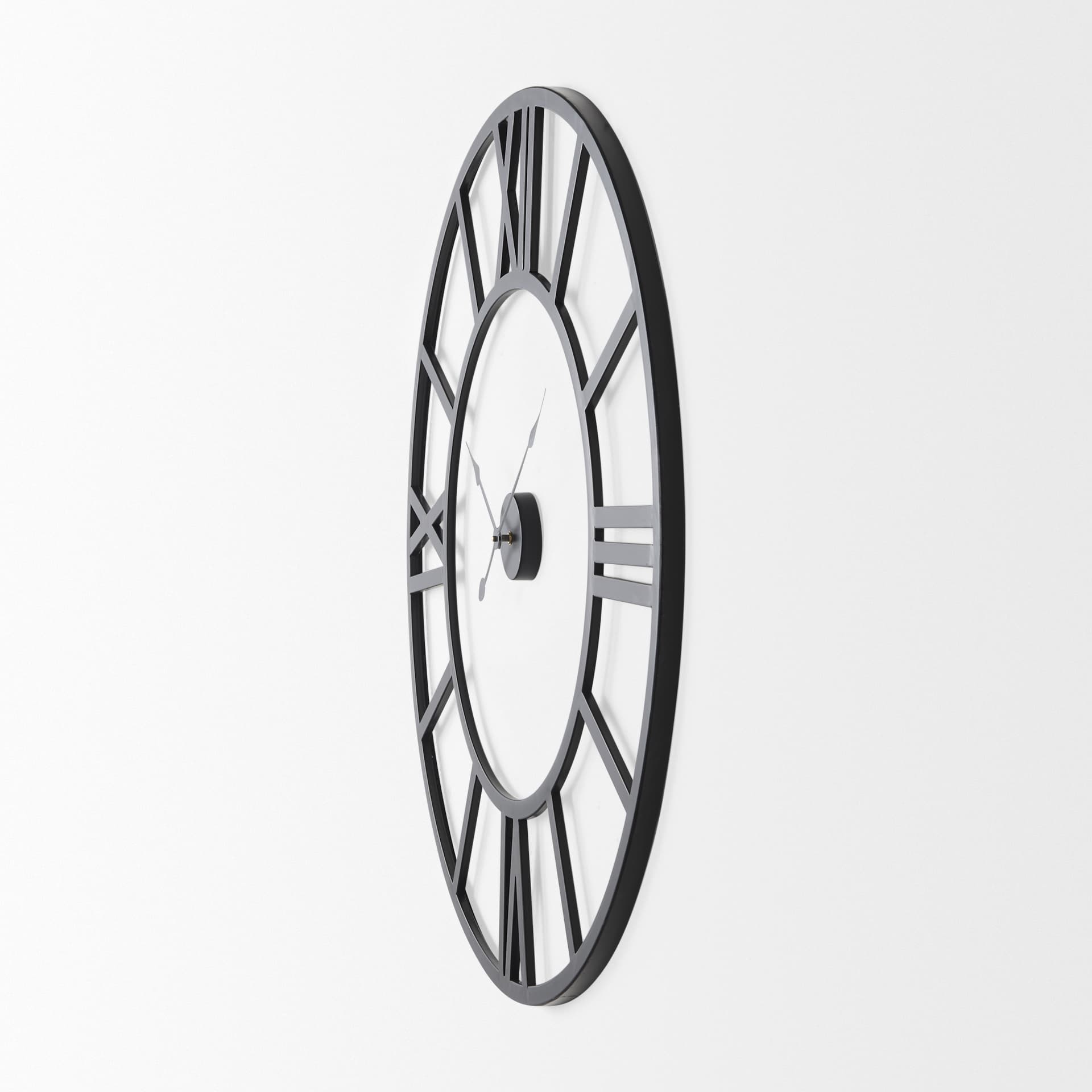 Stoke 42" Round Black Iron Wall Clock — product photograph