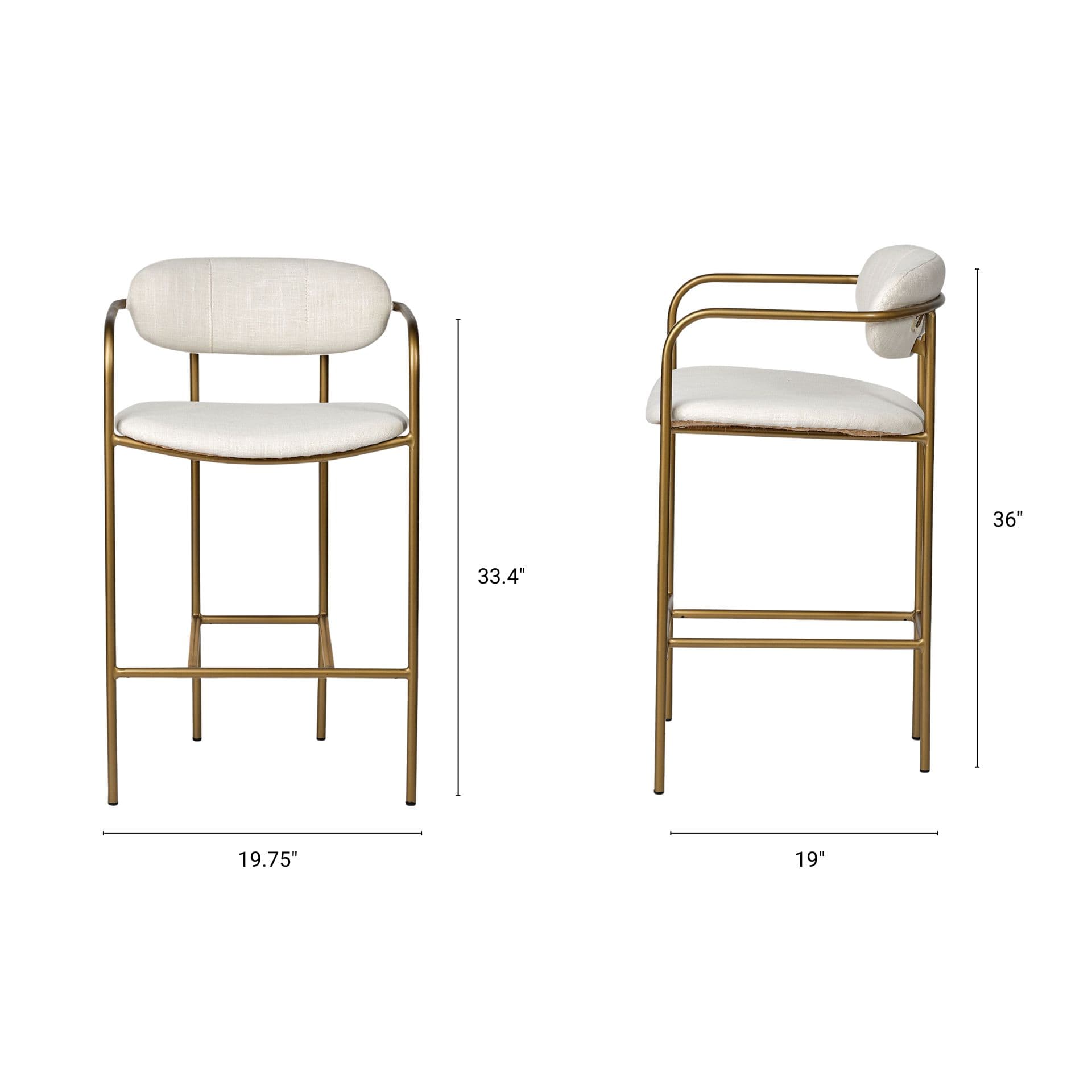Parker Backless 36.5in Seat Counter Stool | Cream Fabric w/ Gold Metal — product photograph