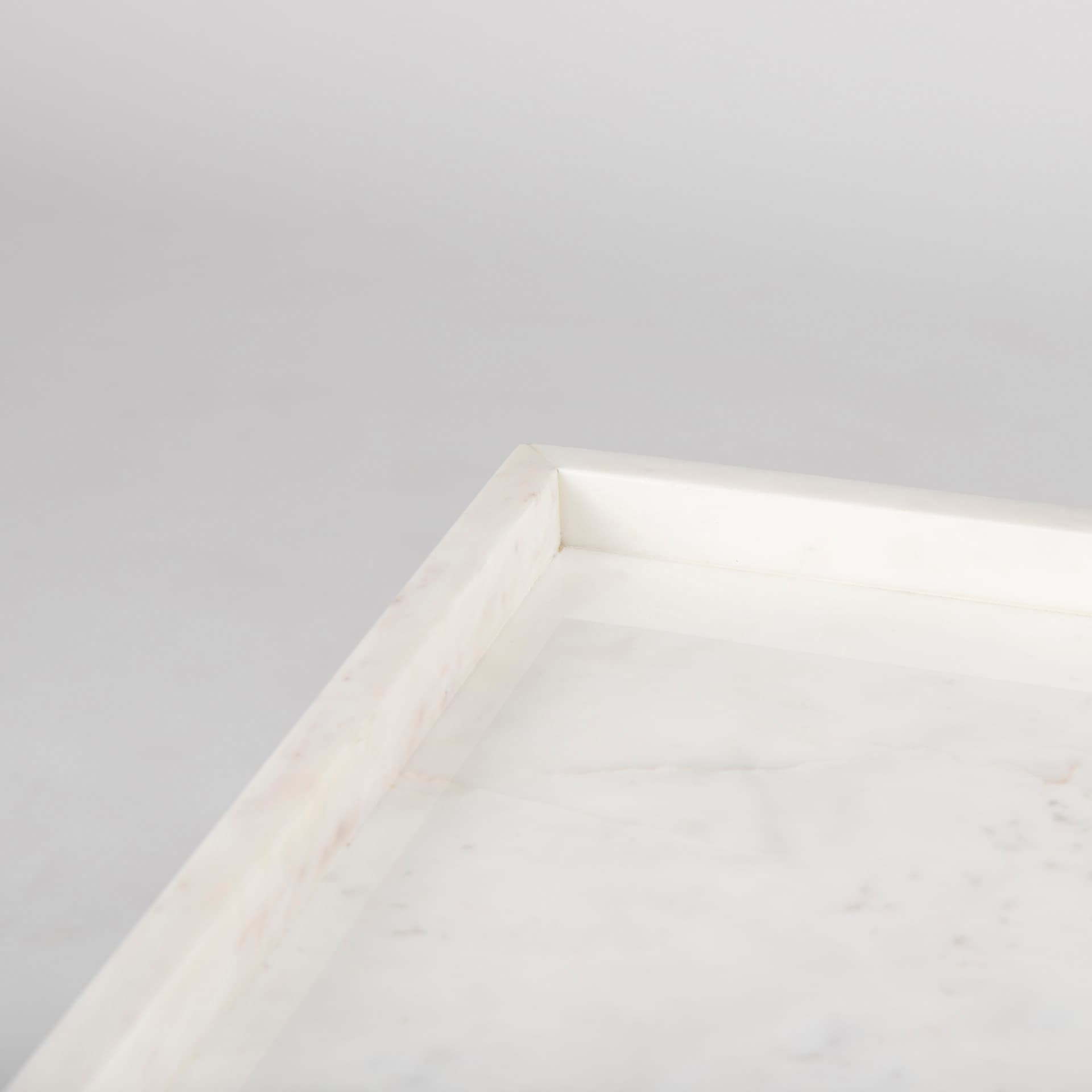 Nathan II 18" x 20" Square Top White Marble and Black Metal End/Side Table — product photograph