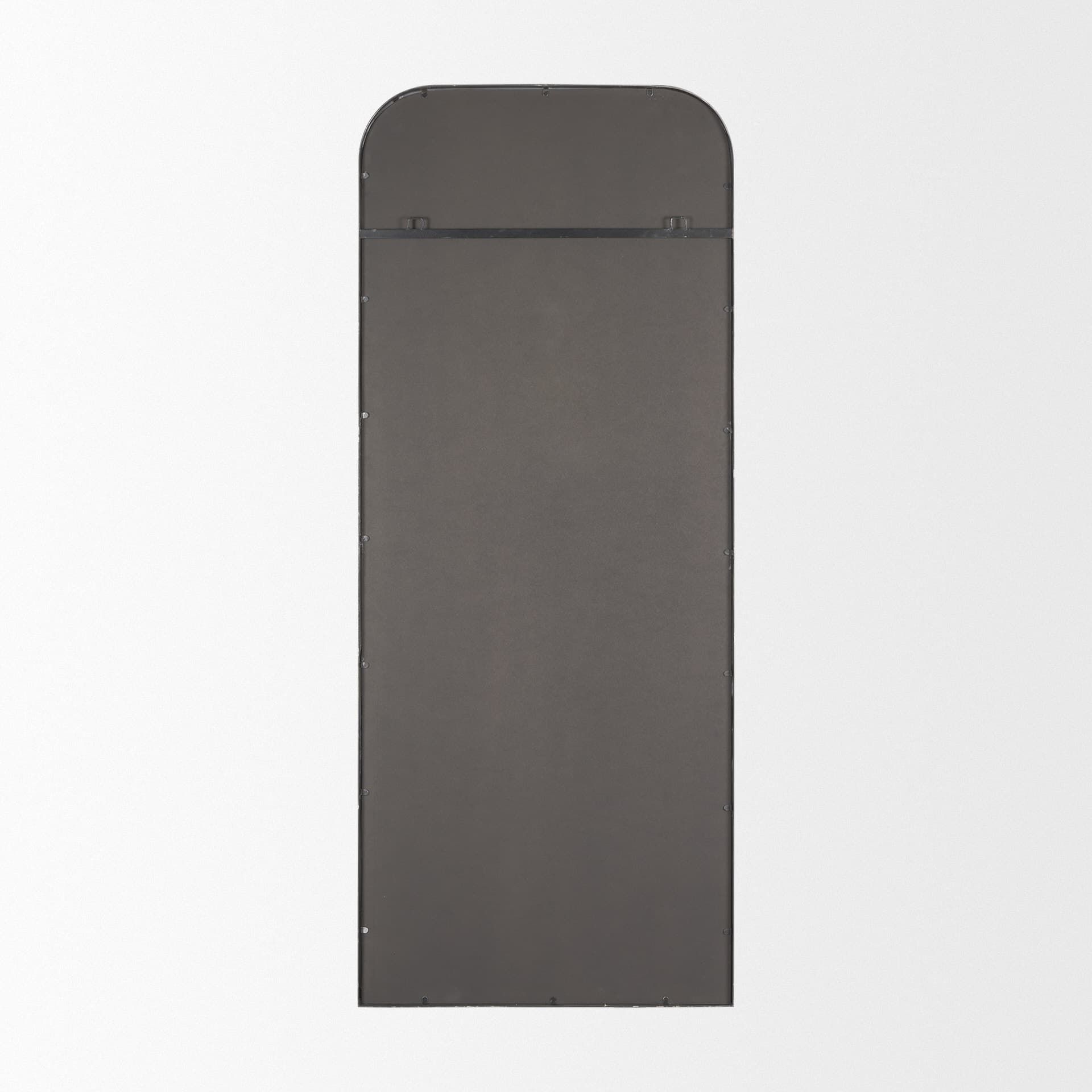 Tamira Tall Brushed Gunmetal Metal Arched Mirror — product photograph