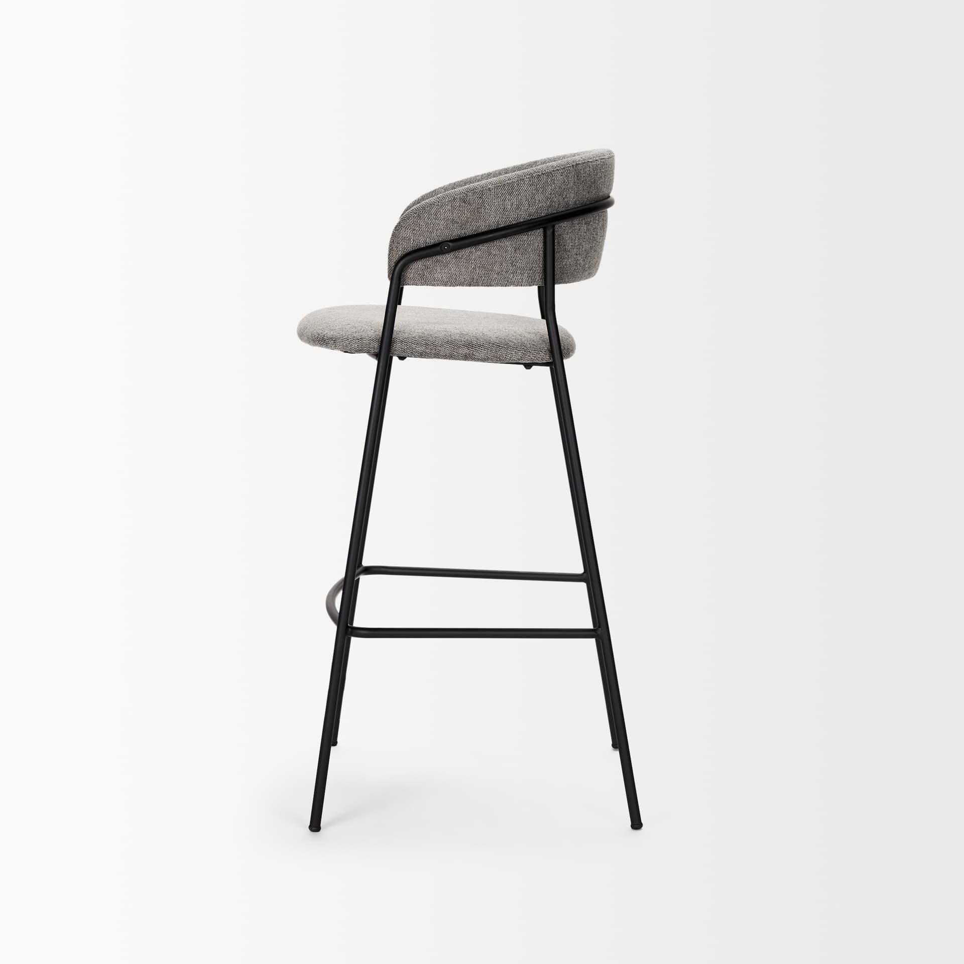 Carolyn Backless 39.8in Seat Bar Stool | Gray Fabric w/ Stool — product photograph