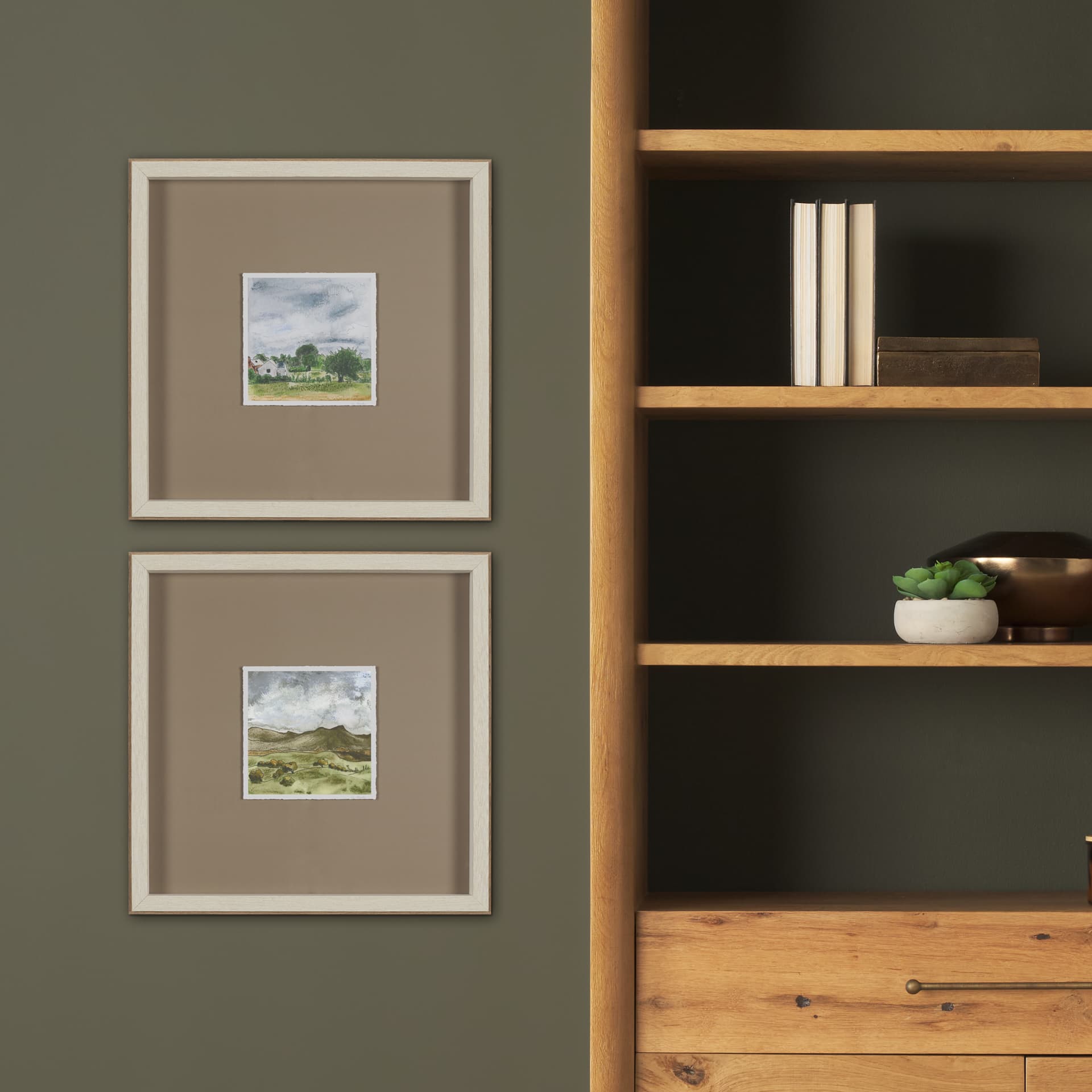 Discovery (Set of 2) by Ira Havuka Hand-Embellished Framed Artwork Matted under Glass — in a styled room