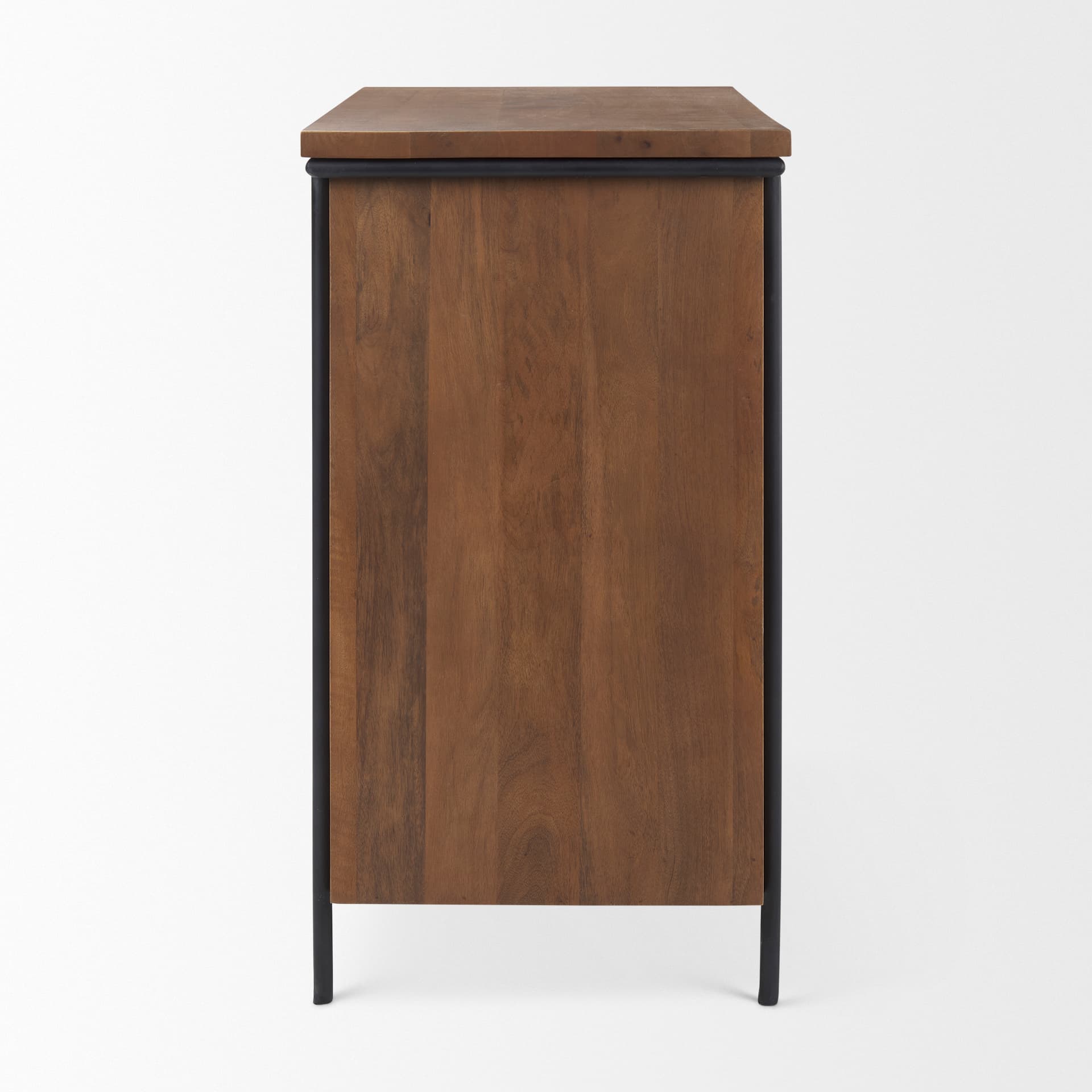 Maddox 40.0L x 18.5W x 32.75H Brown Solid Wood Black Metal 2 Door Accent Cabinet — product photograph