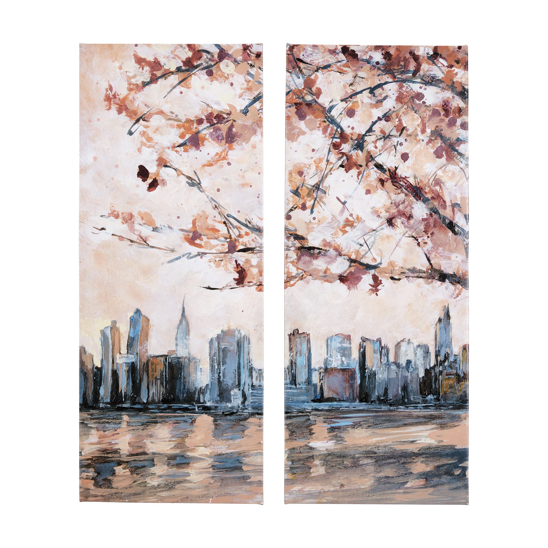 City sunset(L) by Mercana Studio a Hand Embellished Textured Canvas — product photograph