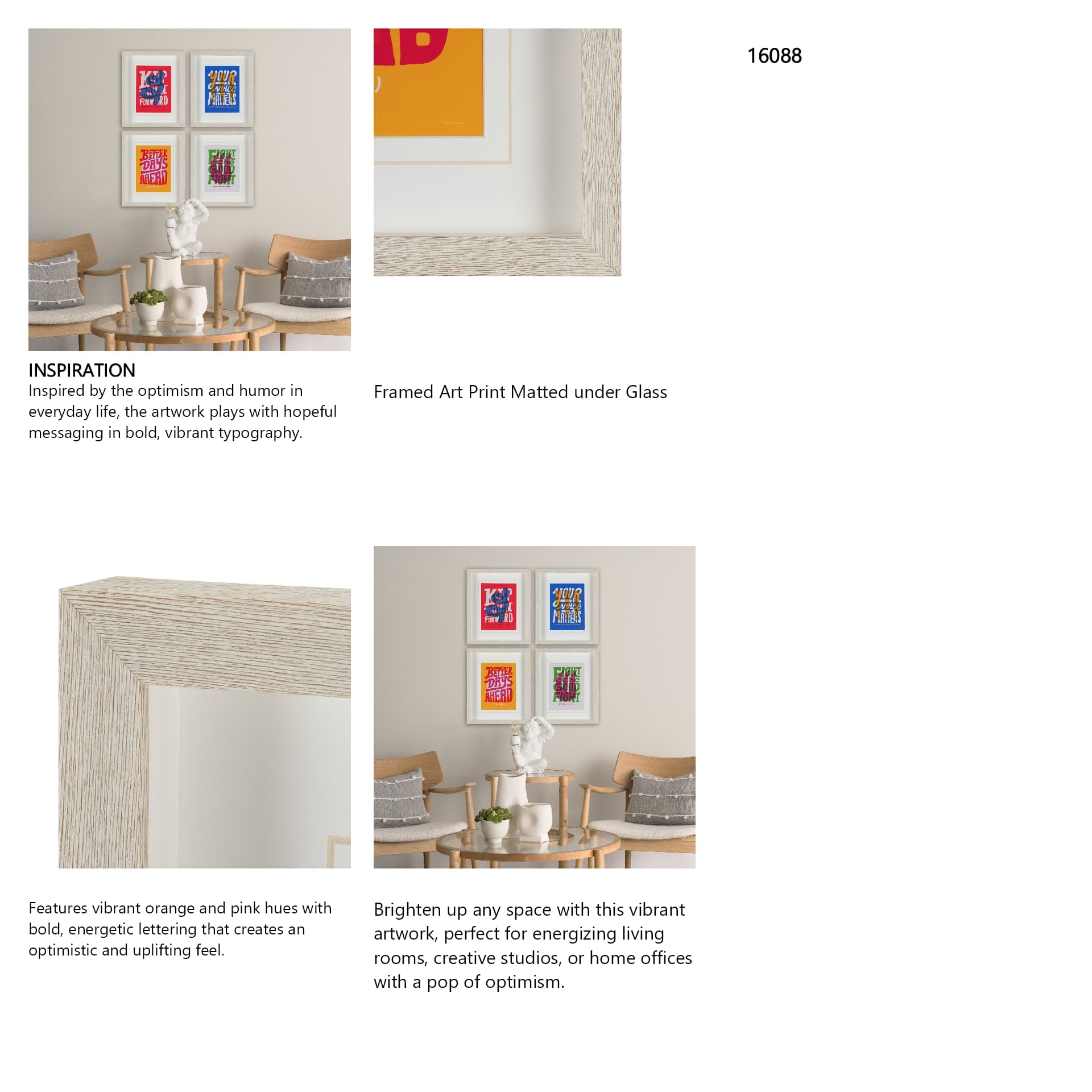 Motivation Mantra III by Michael Mullan Framed Artwork Matted under Glass — in a styled room