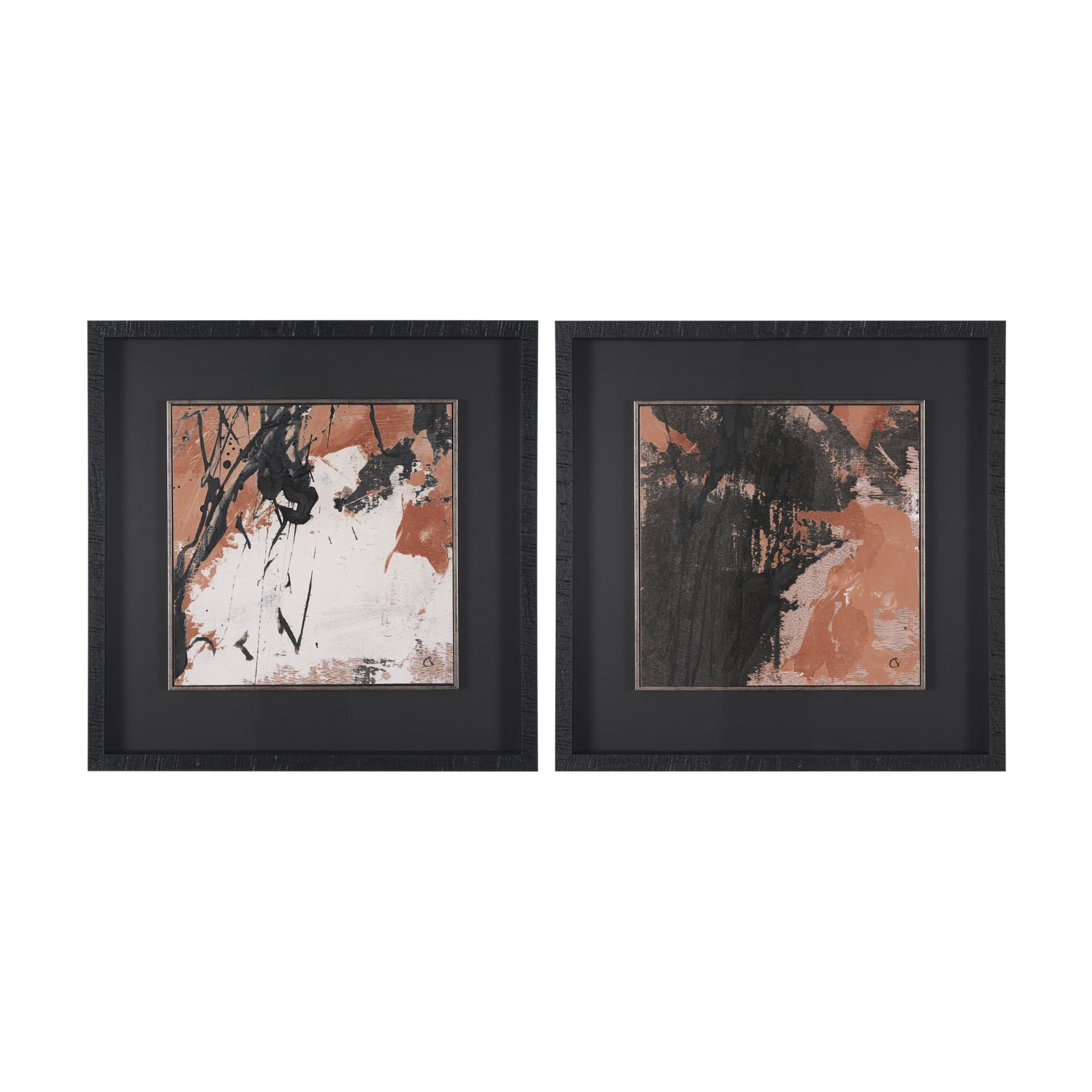 Tones of Sienna III (Set of 2) by Mercana Studio Hand-Embellished Framed Artwork Matted under Glass — product photograph