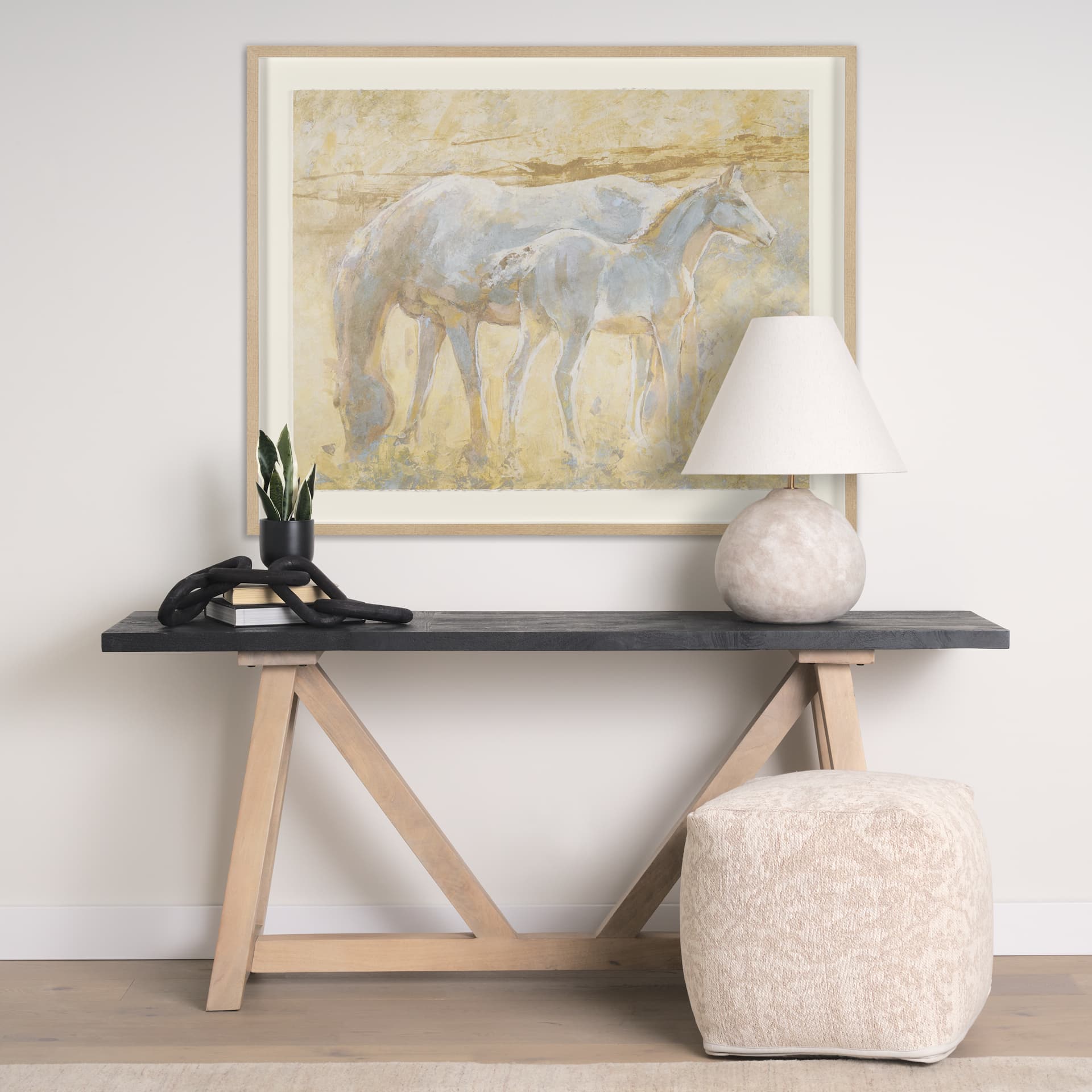 Curious I by Mercana Studio Hand Embelished Framed Artwork Matted under Glass — in a styled room