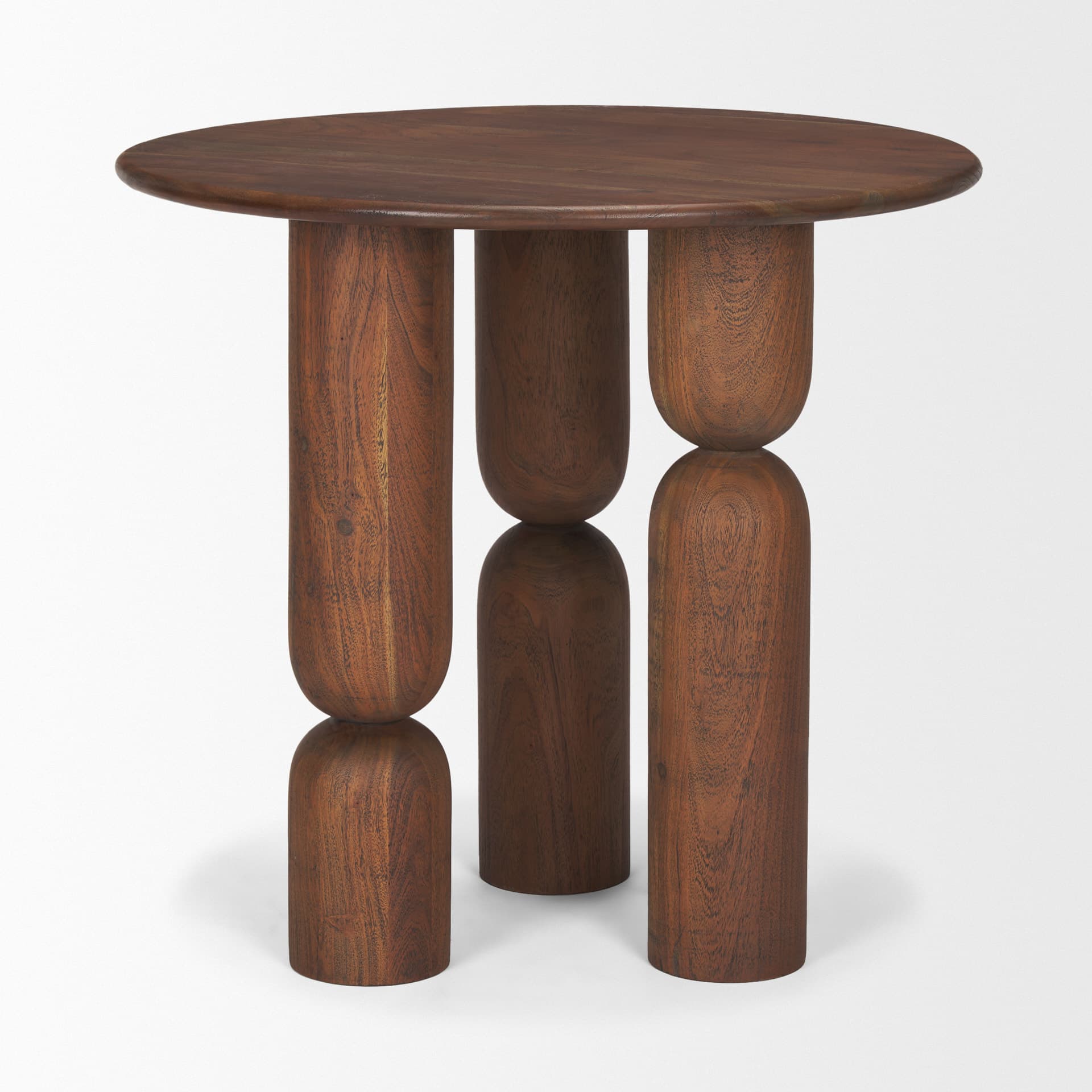 Sonel Pedestal Medium Dark Brown Acacia Wood Foyer Table — product photograph