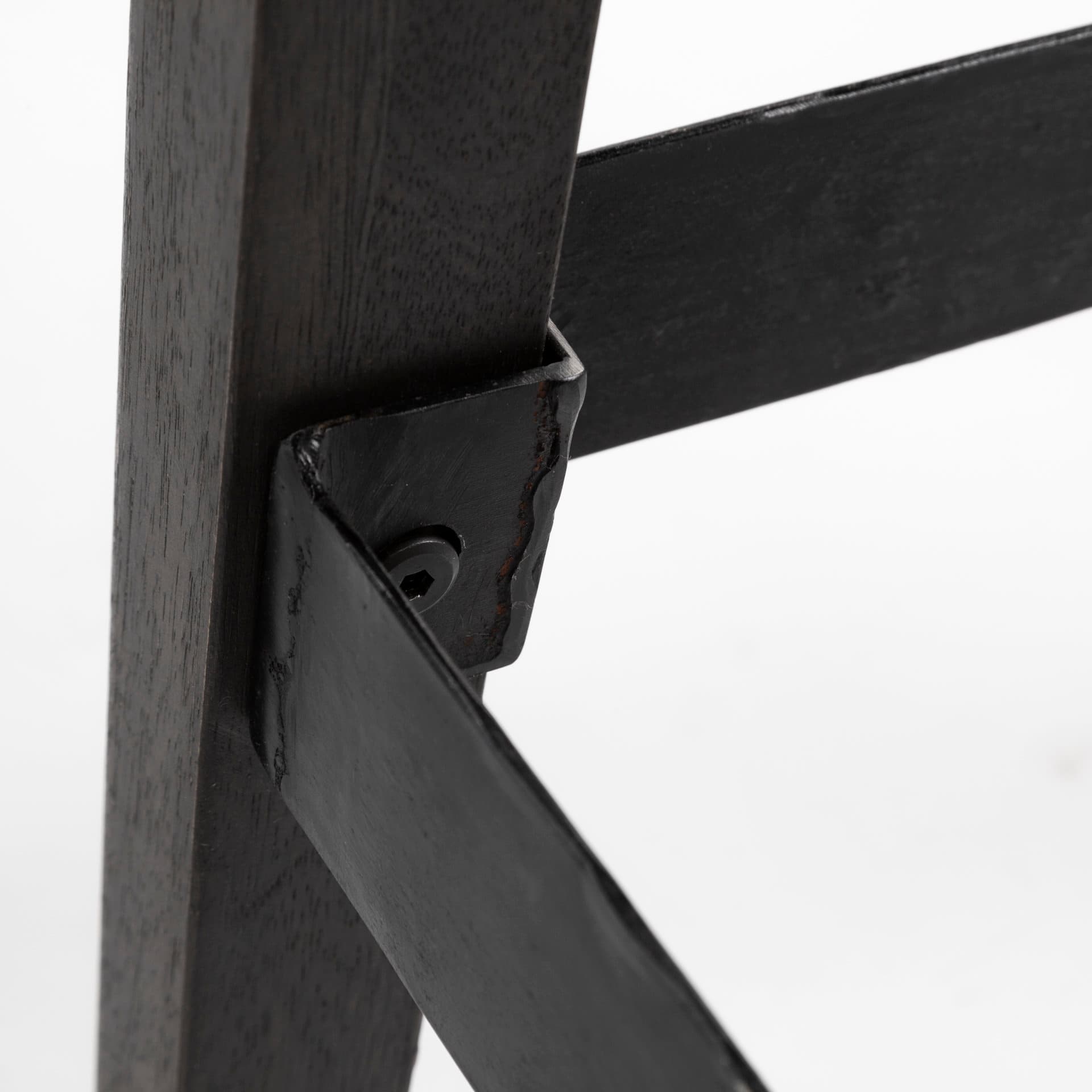 Nell Backless 30in Seat Bar Stool | Black Metal w/ Dark Brown Wood — product photograph