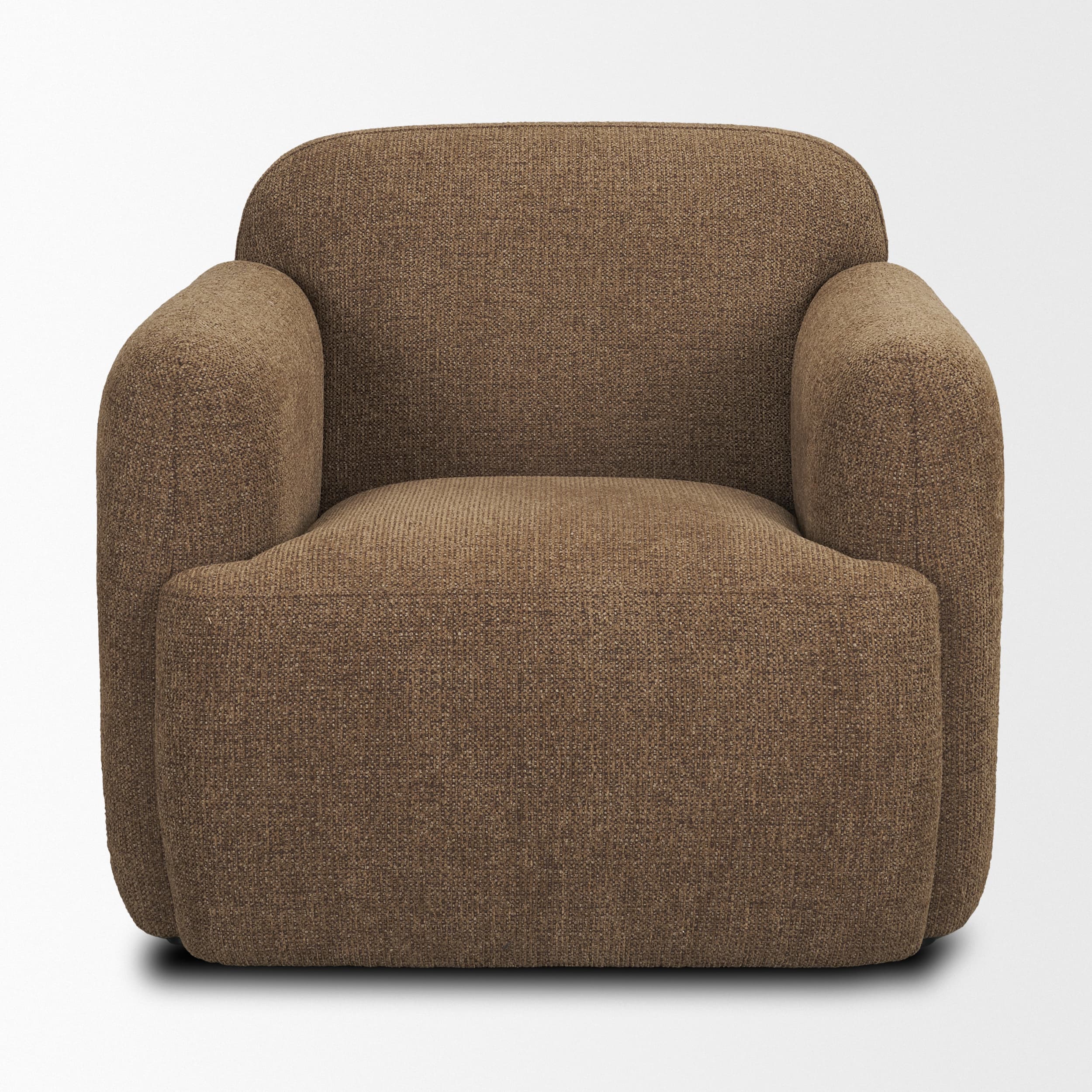 Saga Textured Brown Plush Fabric Upholstered Chair — product photograph