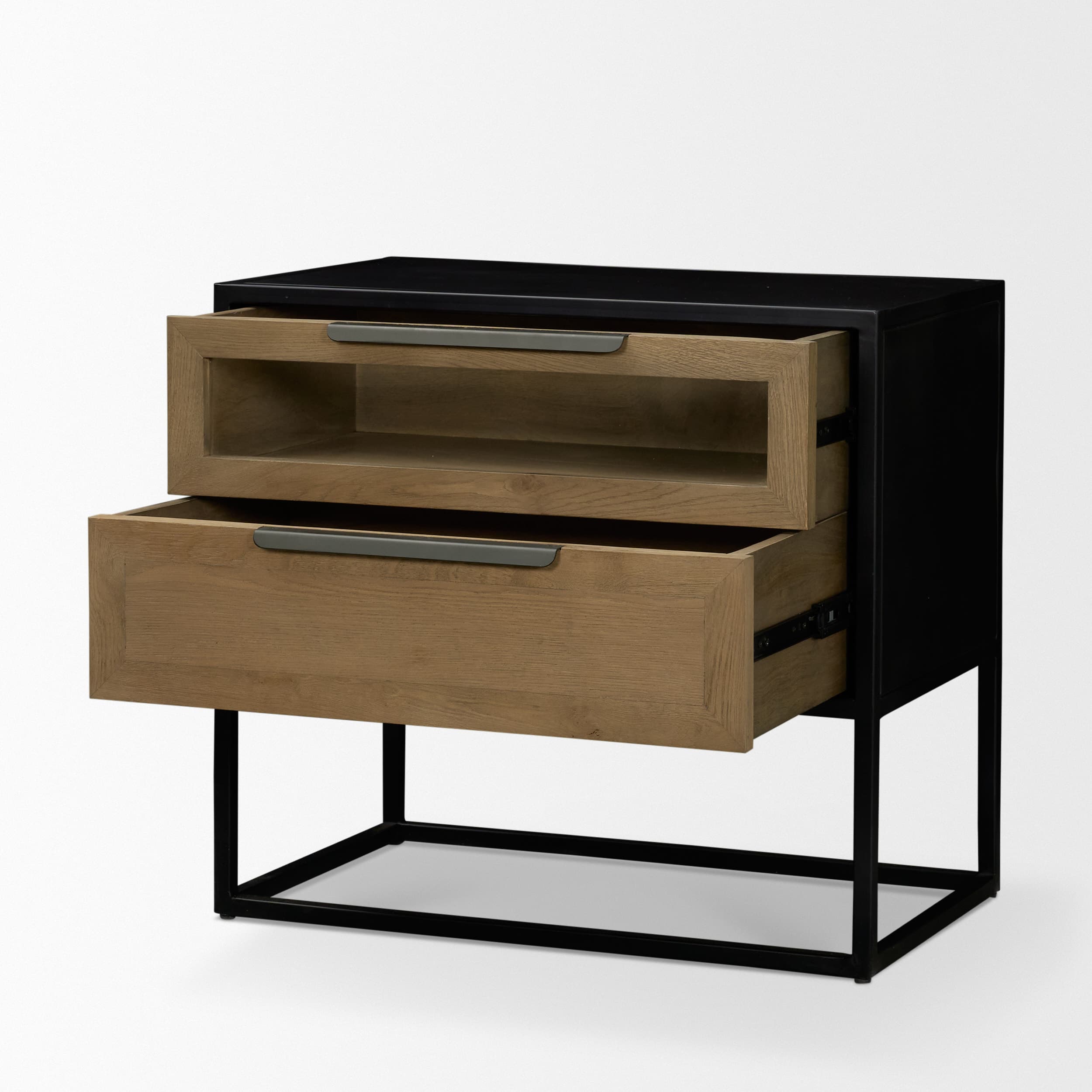 Sloan Light Brown W/ Black Metal Frame Side Table — product photograph