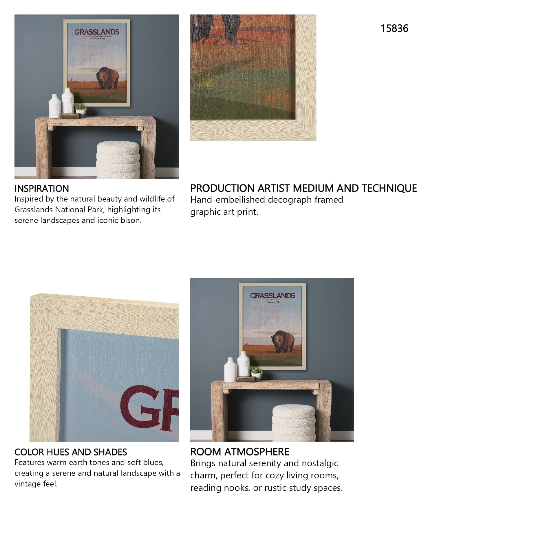 Grasslands GO (L) by Mercana Studio a Hand Embellished Decograph Framed Art Print — in a styled room