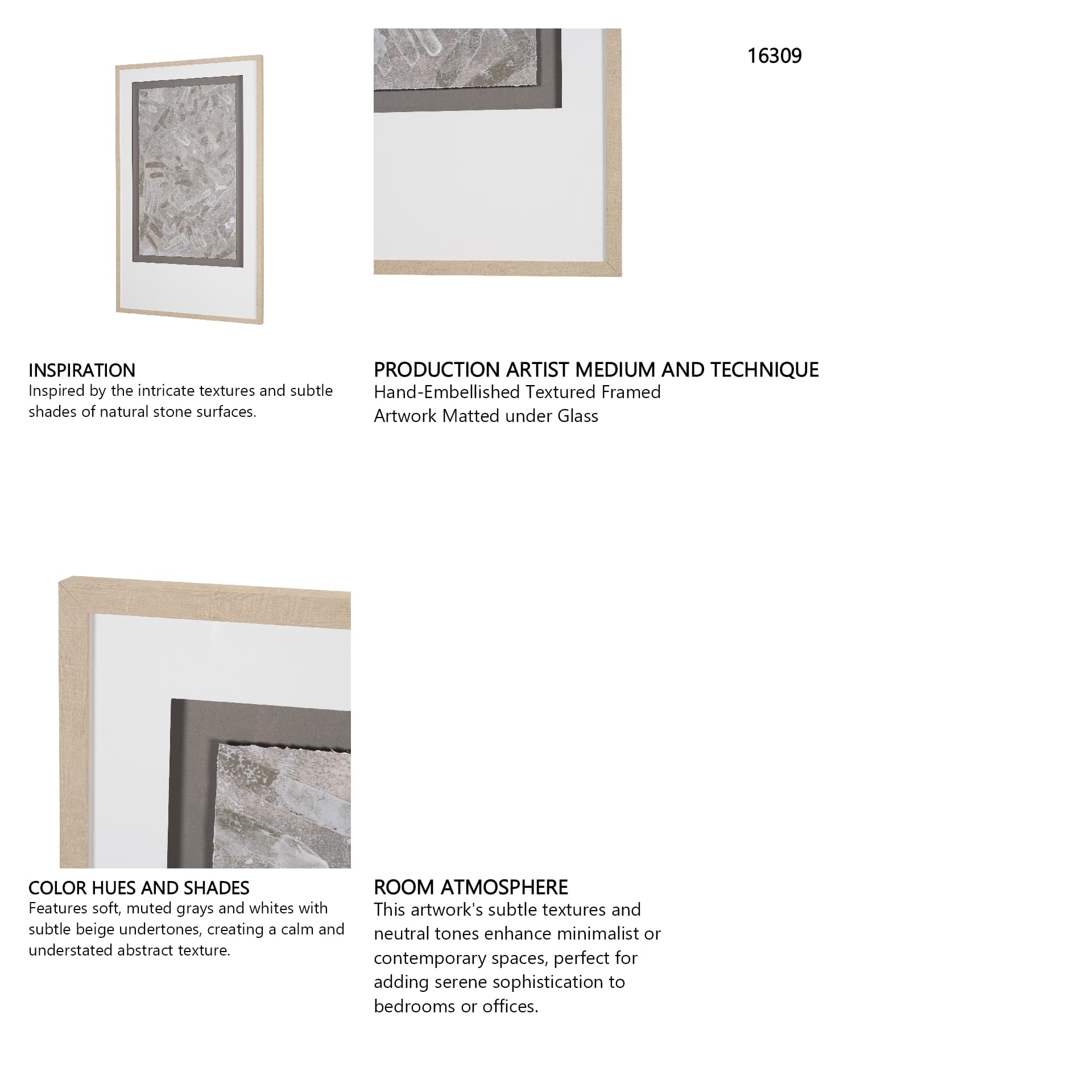 Soft Geometry I by Mercana Studio Hand-Embellished Textured Framed Artwork Matted under Glass — product photograph