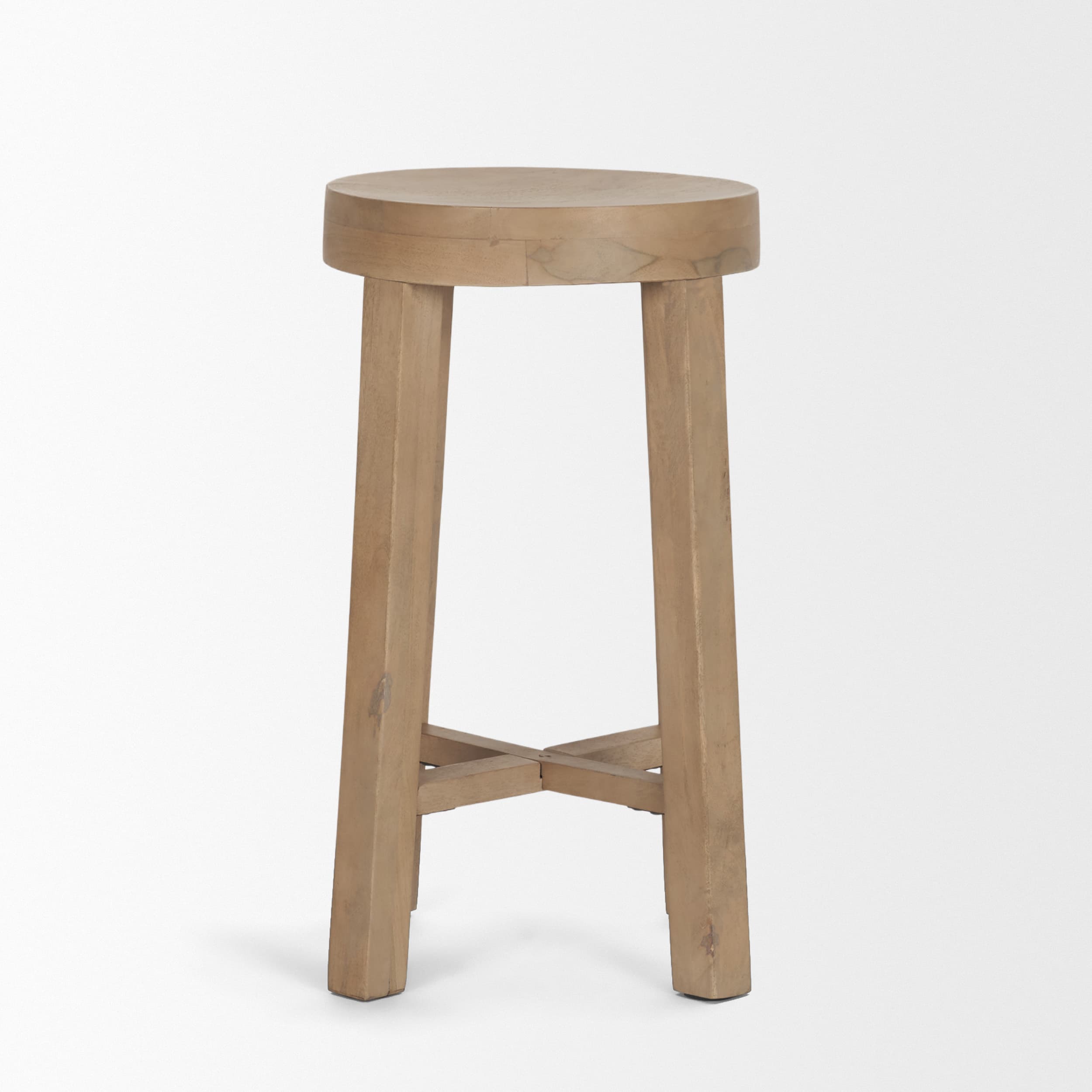 Brahma Backless 26in Seat Counter Stool | White Washed Wood — product photograph