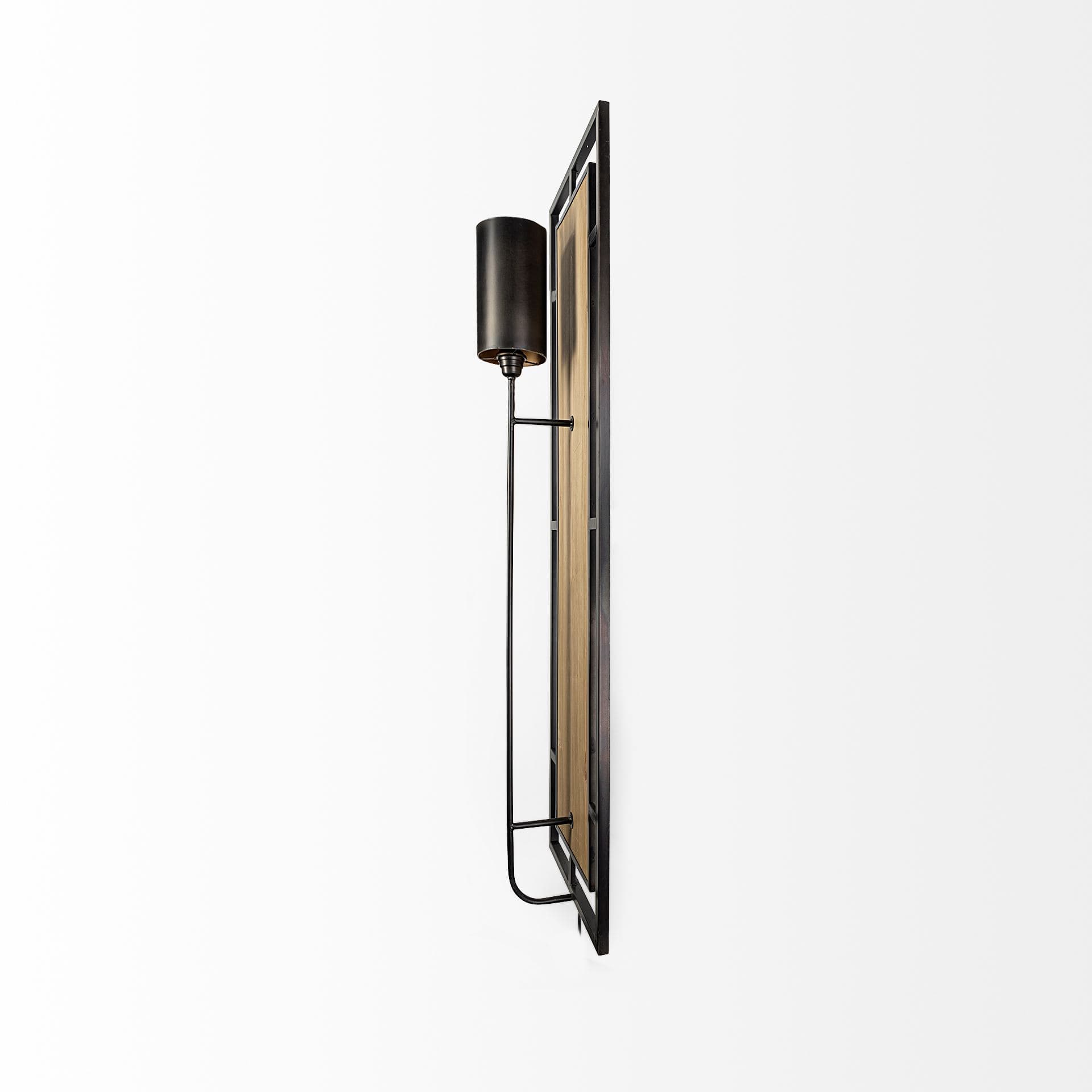 Cleo 16.9x57.1 Black Metal and Wood Rectangular Wall Sconce — product photograph