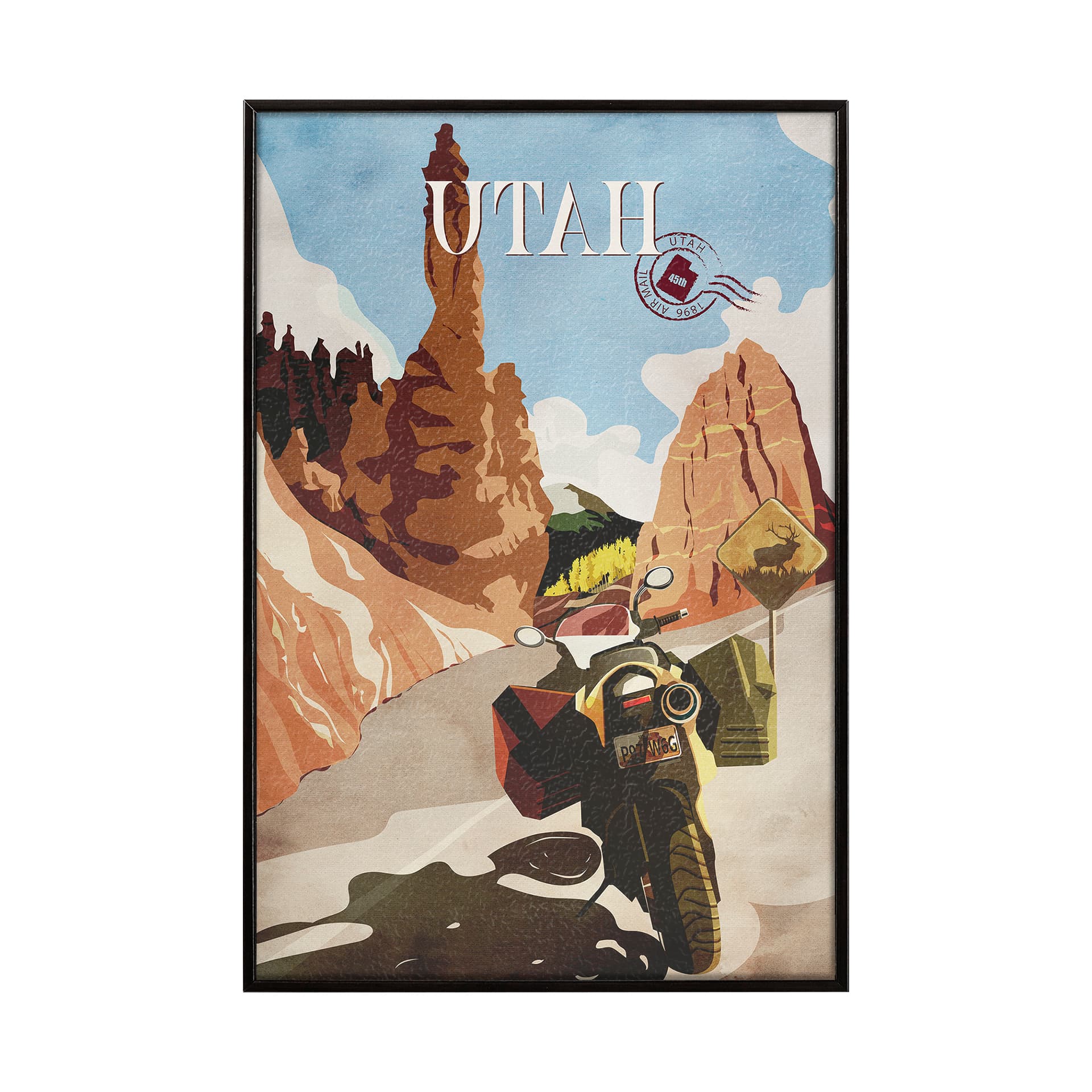 Utah Go USA (SM) by Mercana Studio a Hand Embellished Decograph Framed Art Print — product photograph