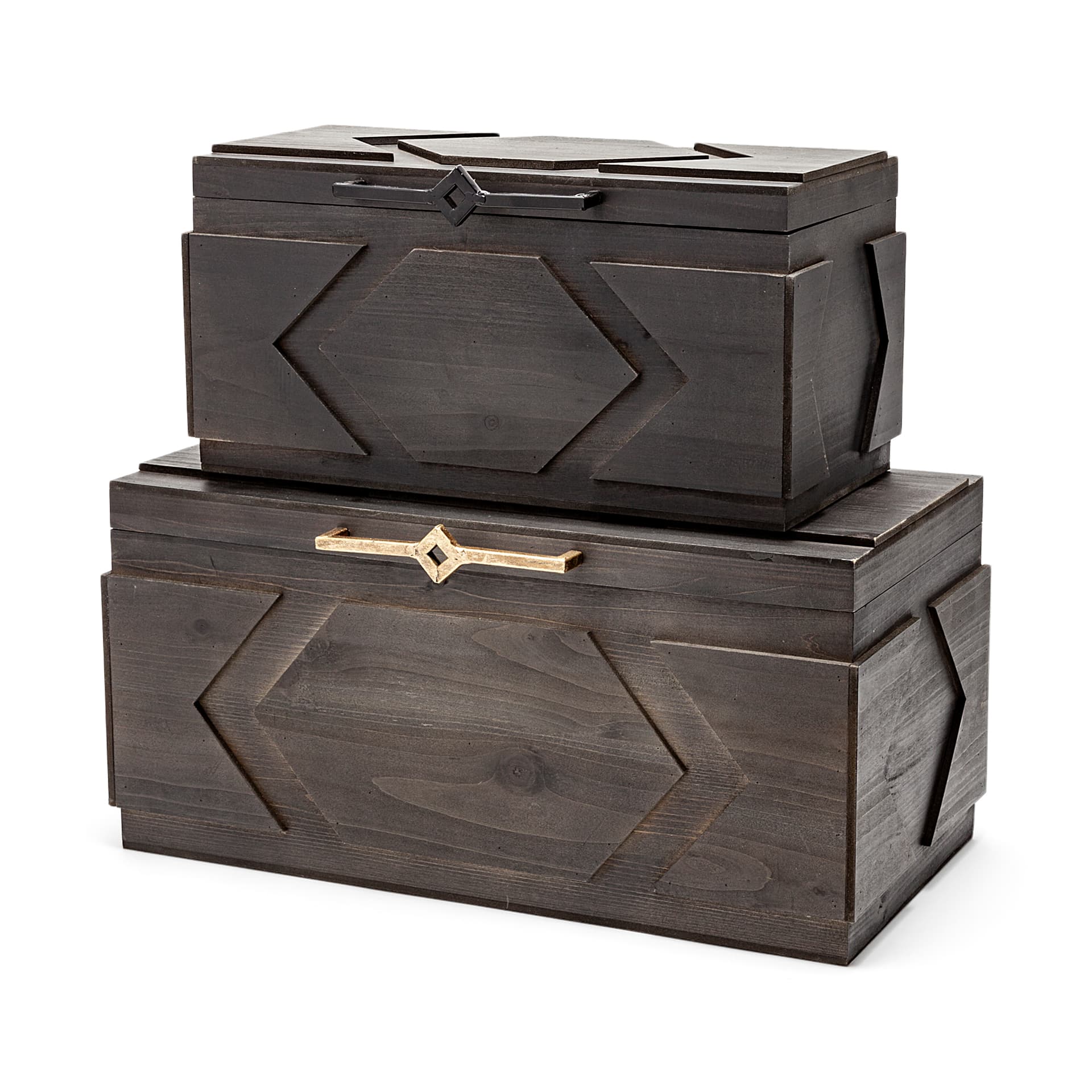 Cassia Set of 2 Brown Wooden Boxes — product photograph