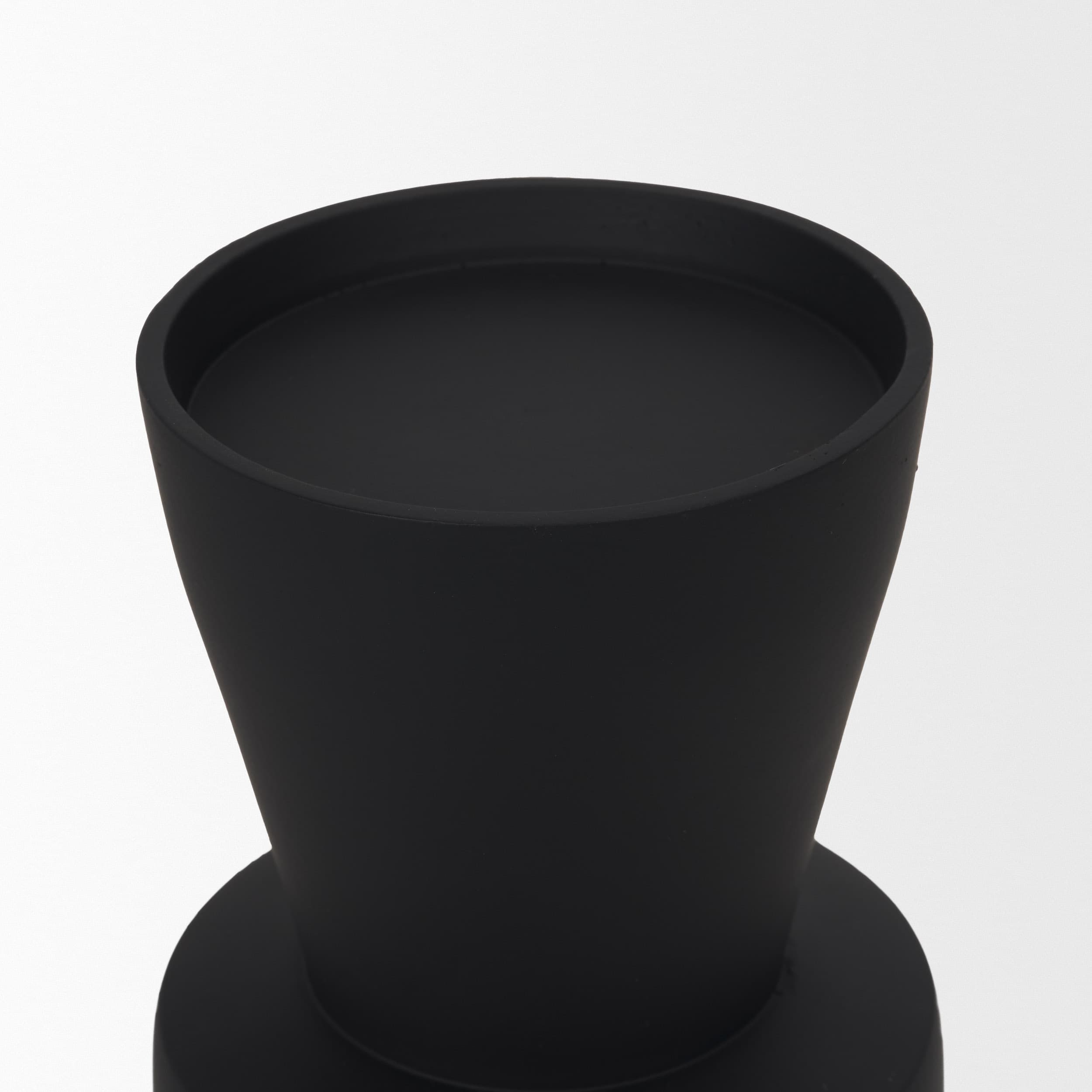 Odilia Large Smooth Matte Black Metal Geometric Pillar Candle Holder — product photograph