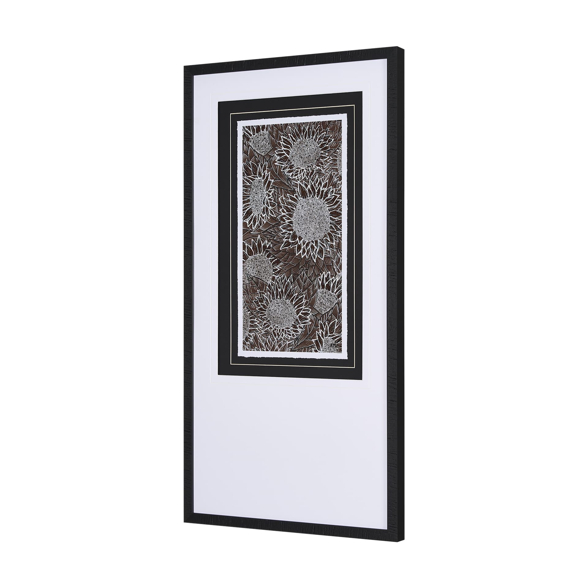 Sunflower Fest I by Mercana Studio a Hand Embellished Textured Framed Art Print Matted under Glass — product photograph