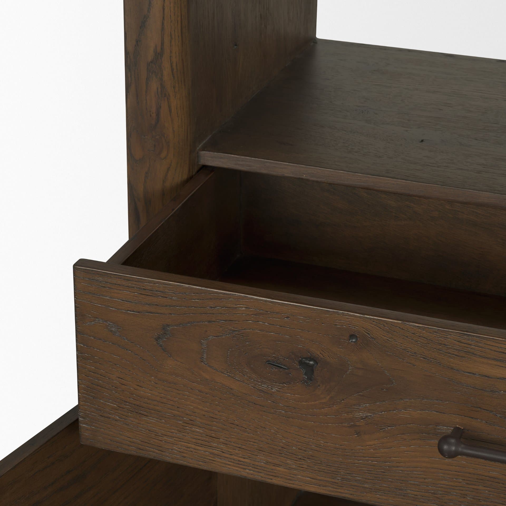 Belford 2-Door Open Dark Brown Oak Wood Shelving Unit — product photograph