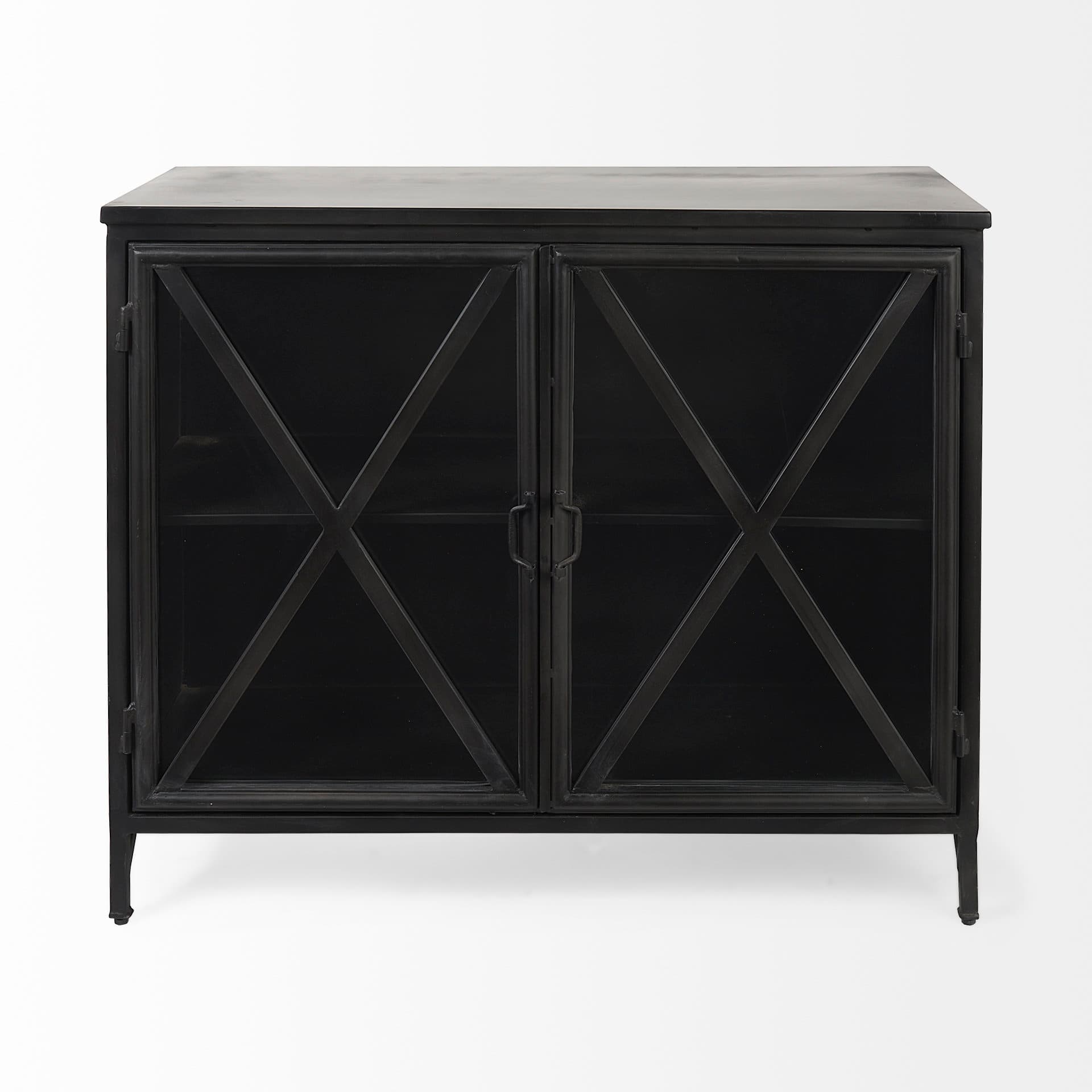 Poppy III 40L x 16W Black Metal With Glass Door Accent Cabinet — product photograph