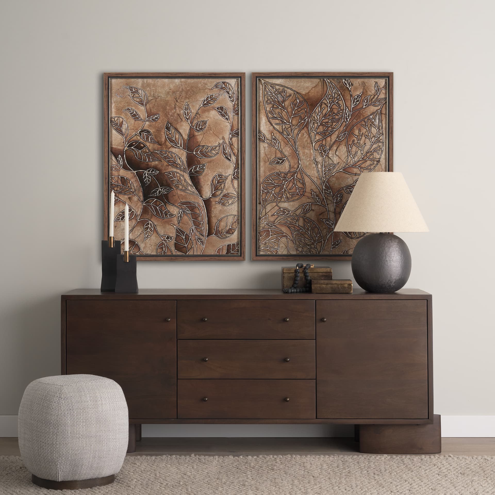Bronze Beauty I by Studio M a handmade Original Framed 3D Textured Artwork — in a styled room