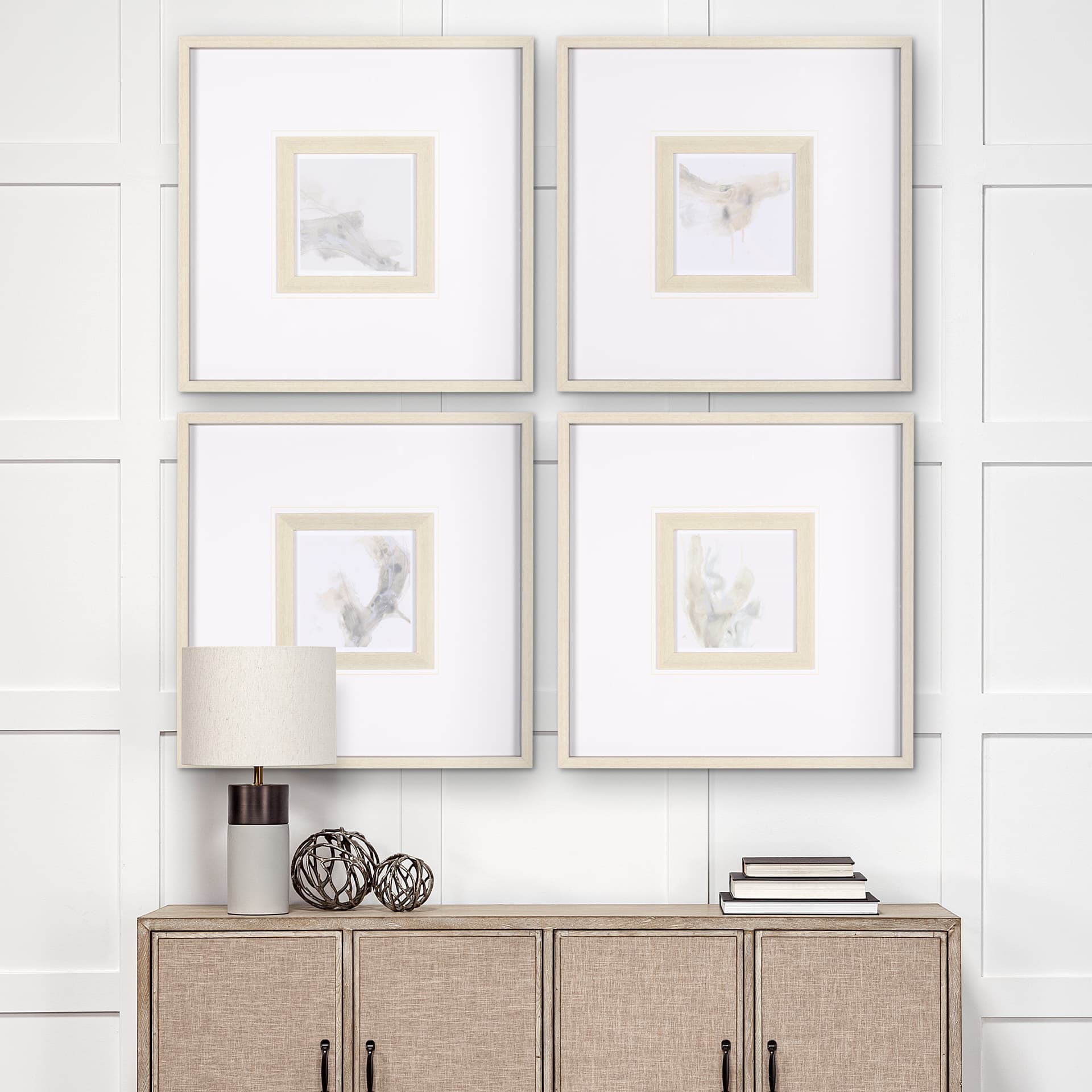 Vapor IV by June Vess a Hand Embellished Textured Framed Art Print Matted under Glass — in a styled room