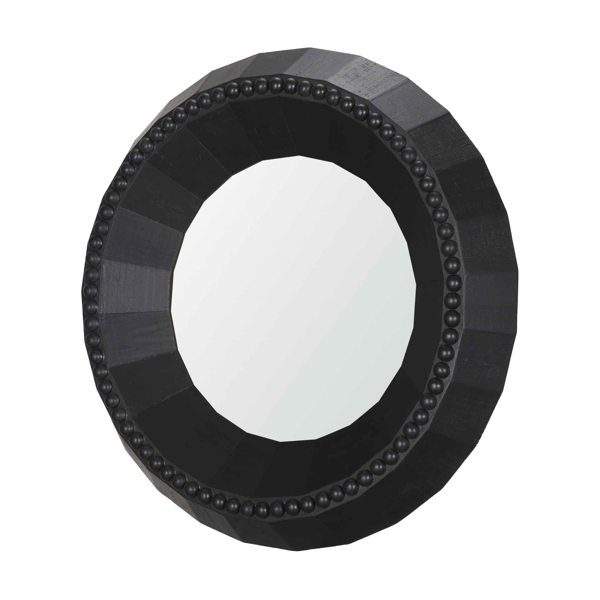 Ranela Black Beaded Wooden Wall Mirror — product photograph