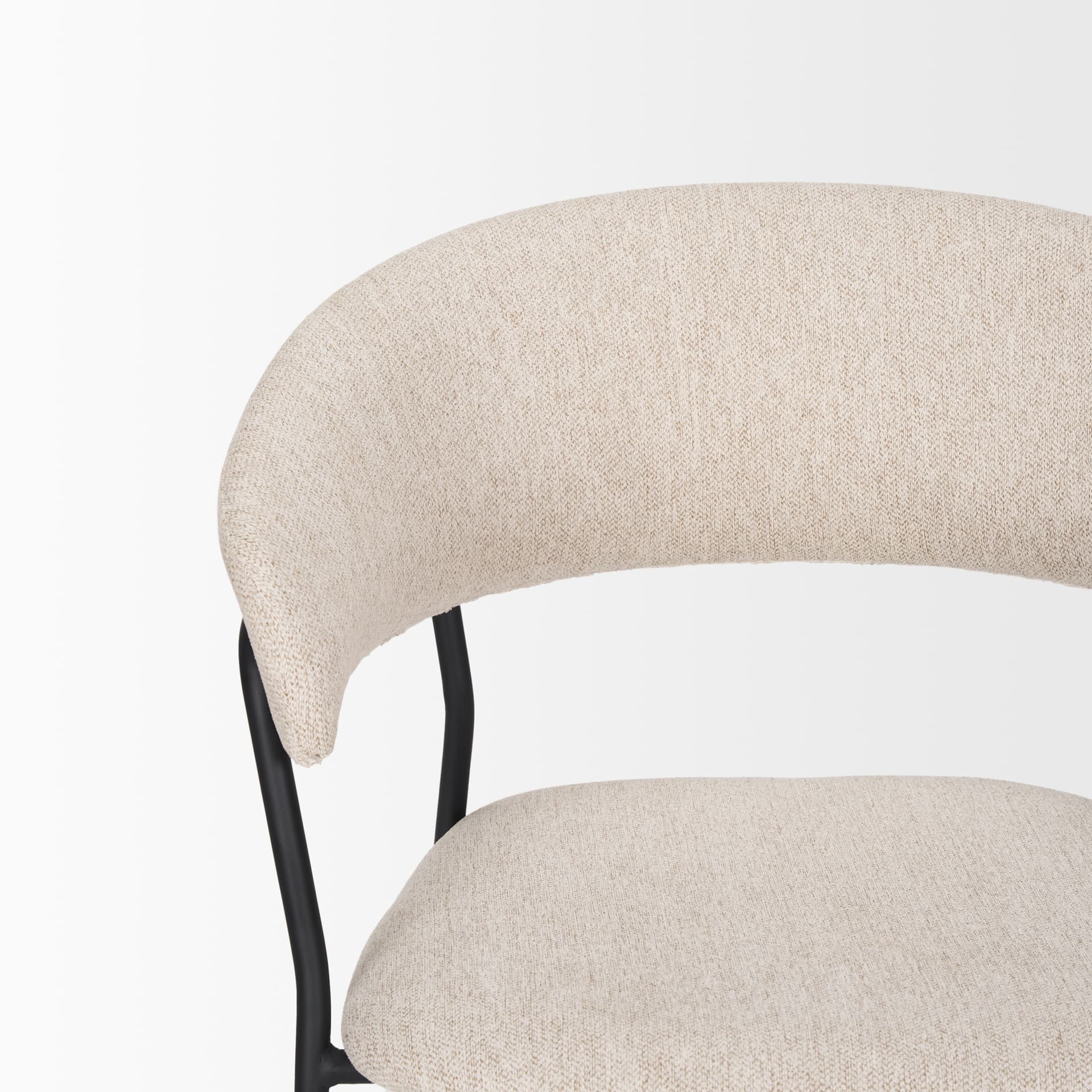 Carolyn Contoured Back Dining Side Chair | Oatmeal Fabric w/ Metal — product photograph