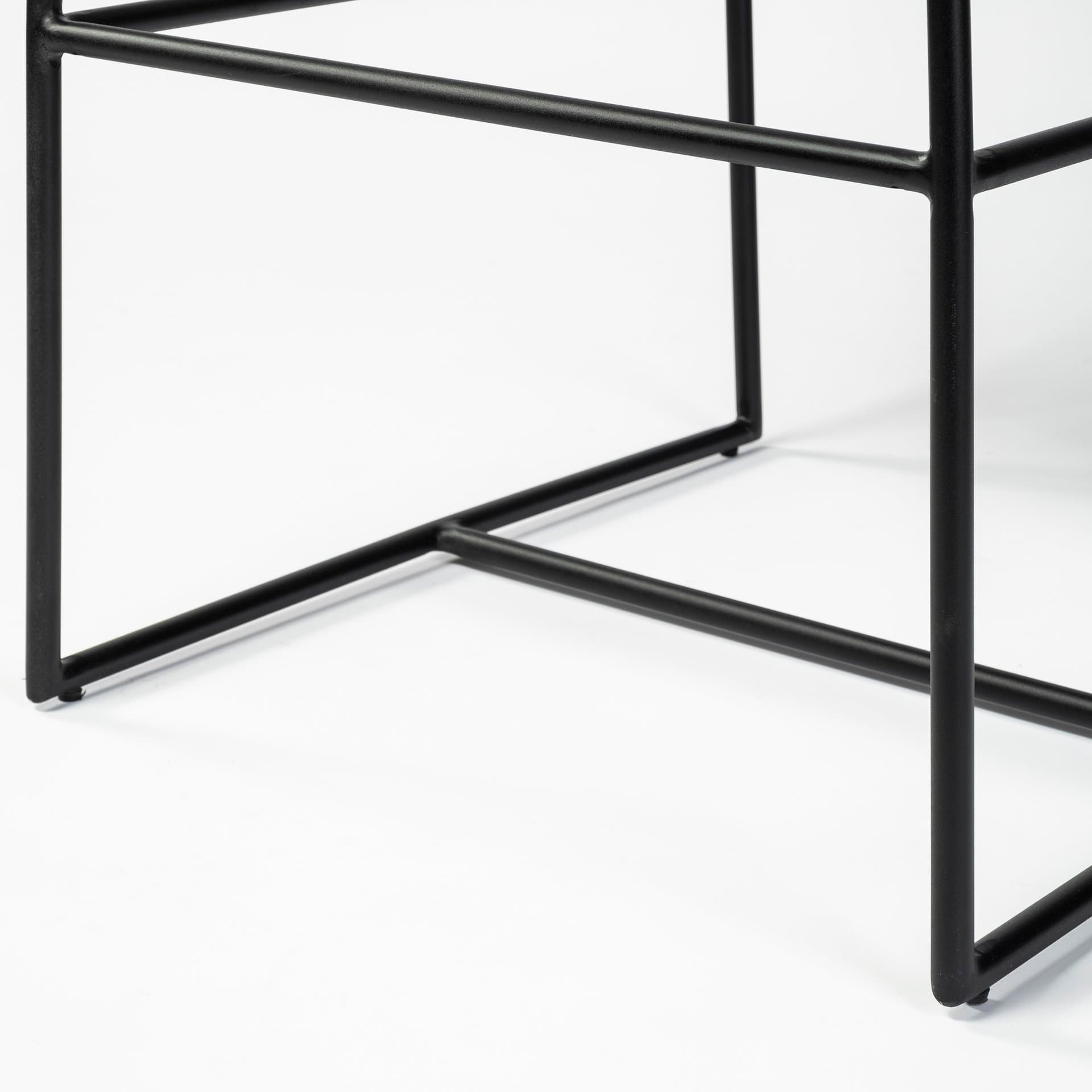 Stamford Backless 40in Seat Bar Stool | Beige Fabric w/ Black Metal — product photograph
