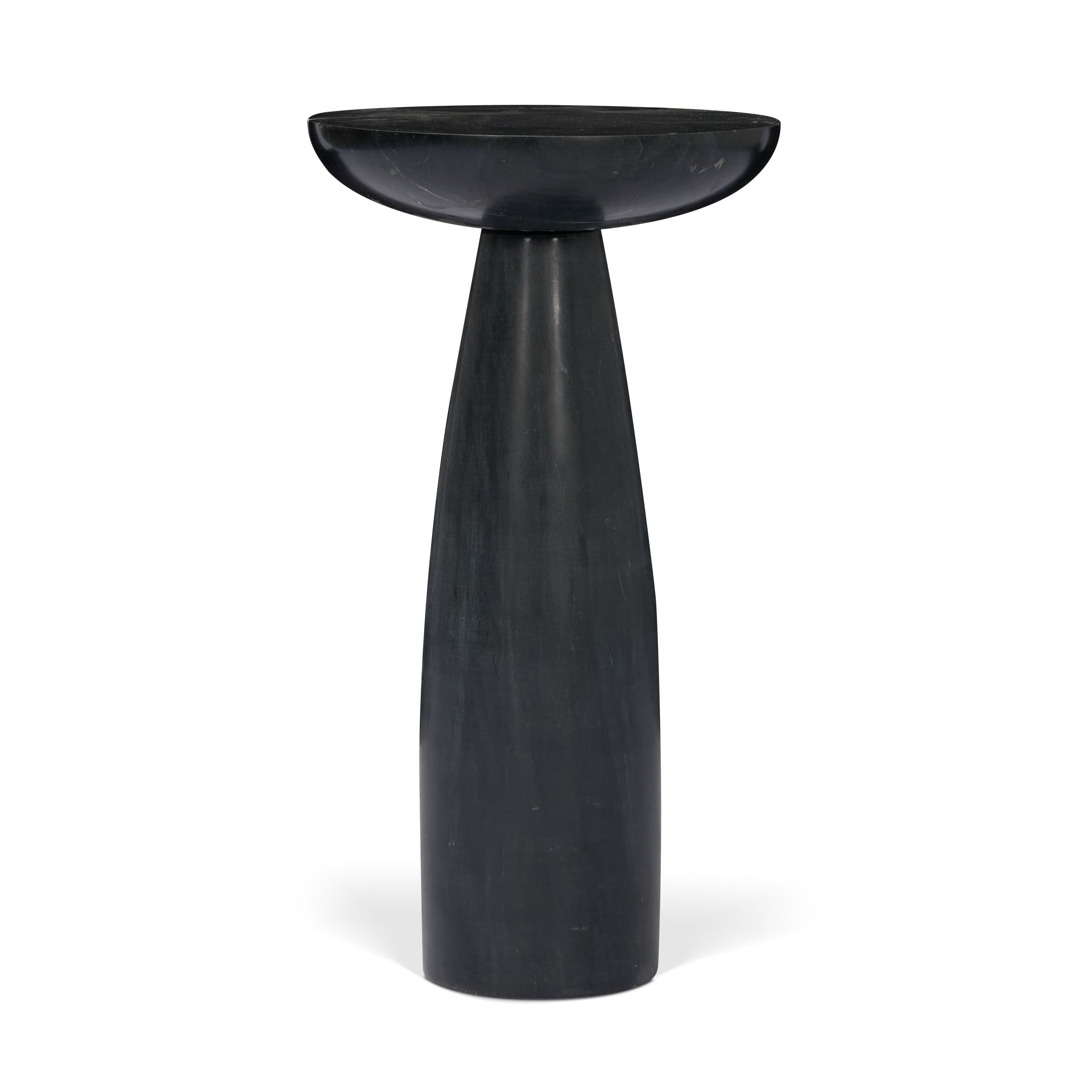 Bellancia Nero Black Marquina Marble Pedestal Side Table — product photograph