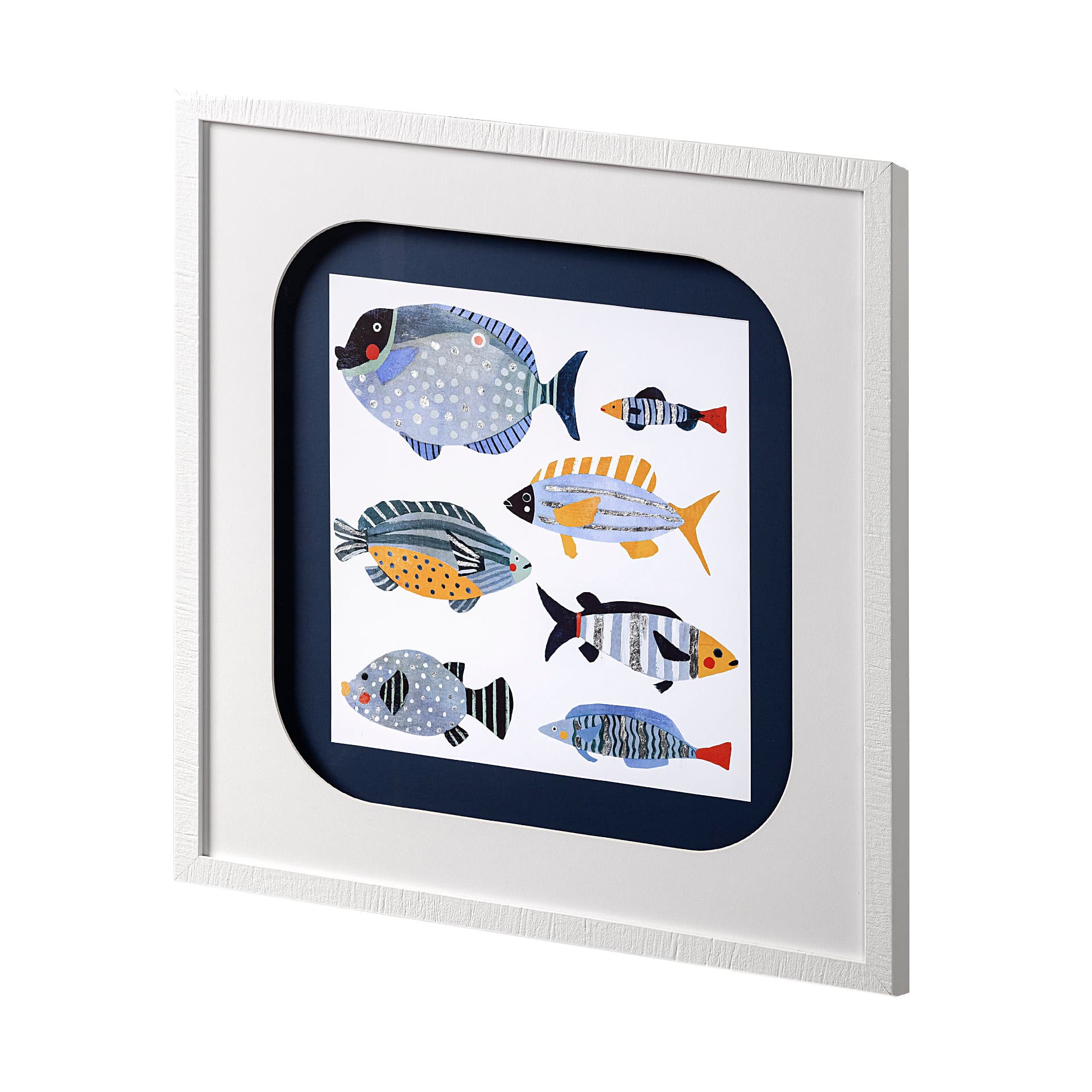 Patterned Fish I by Victoria Barnes a Hand Embellished Textured Framed Art Print Matted under Glass — product photograph