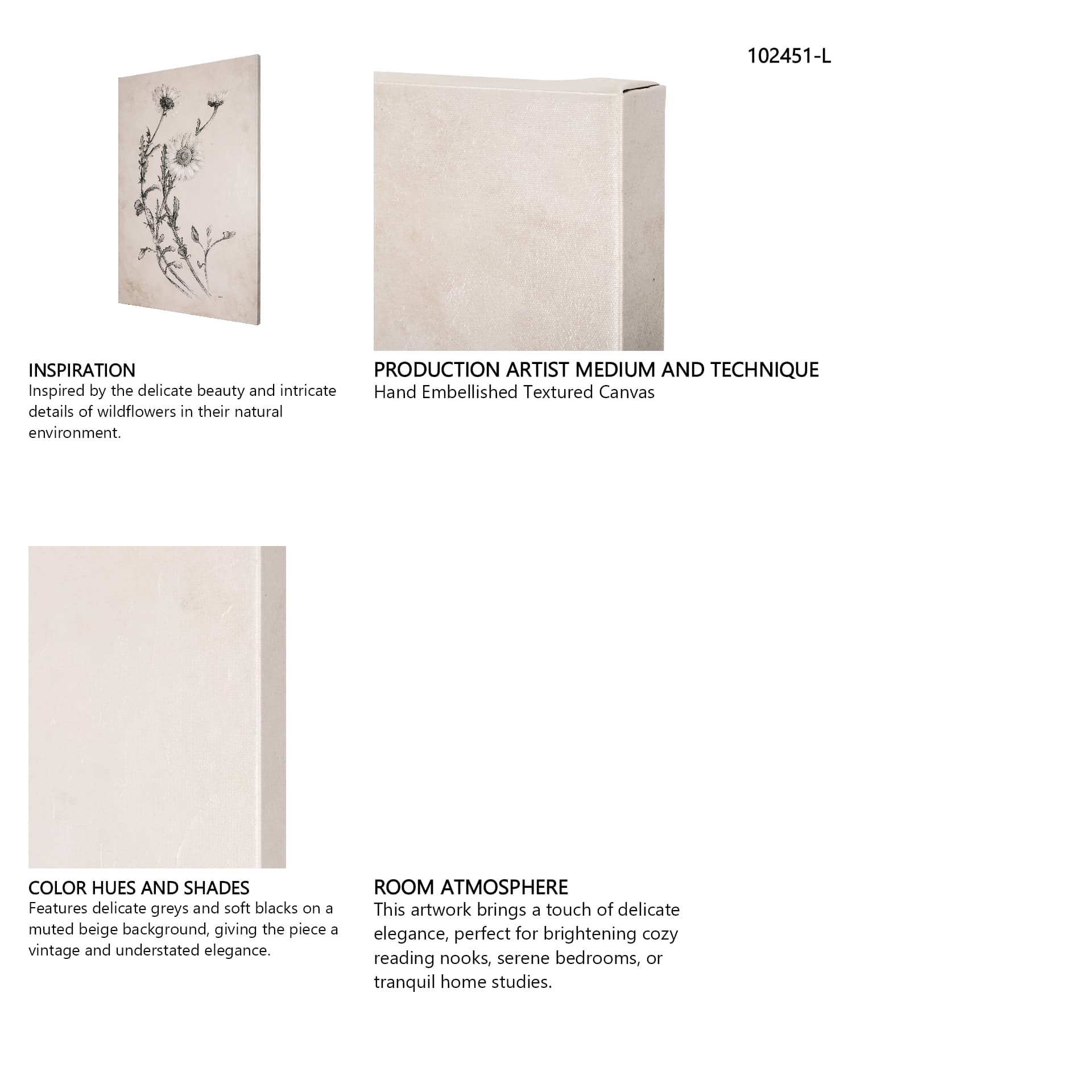 Chamomile Drawing I by Mercana Studio a Hand Embellished Textured Canvas — in a styled room