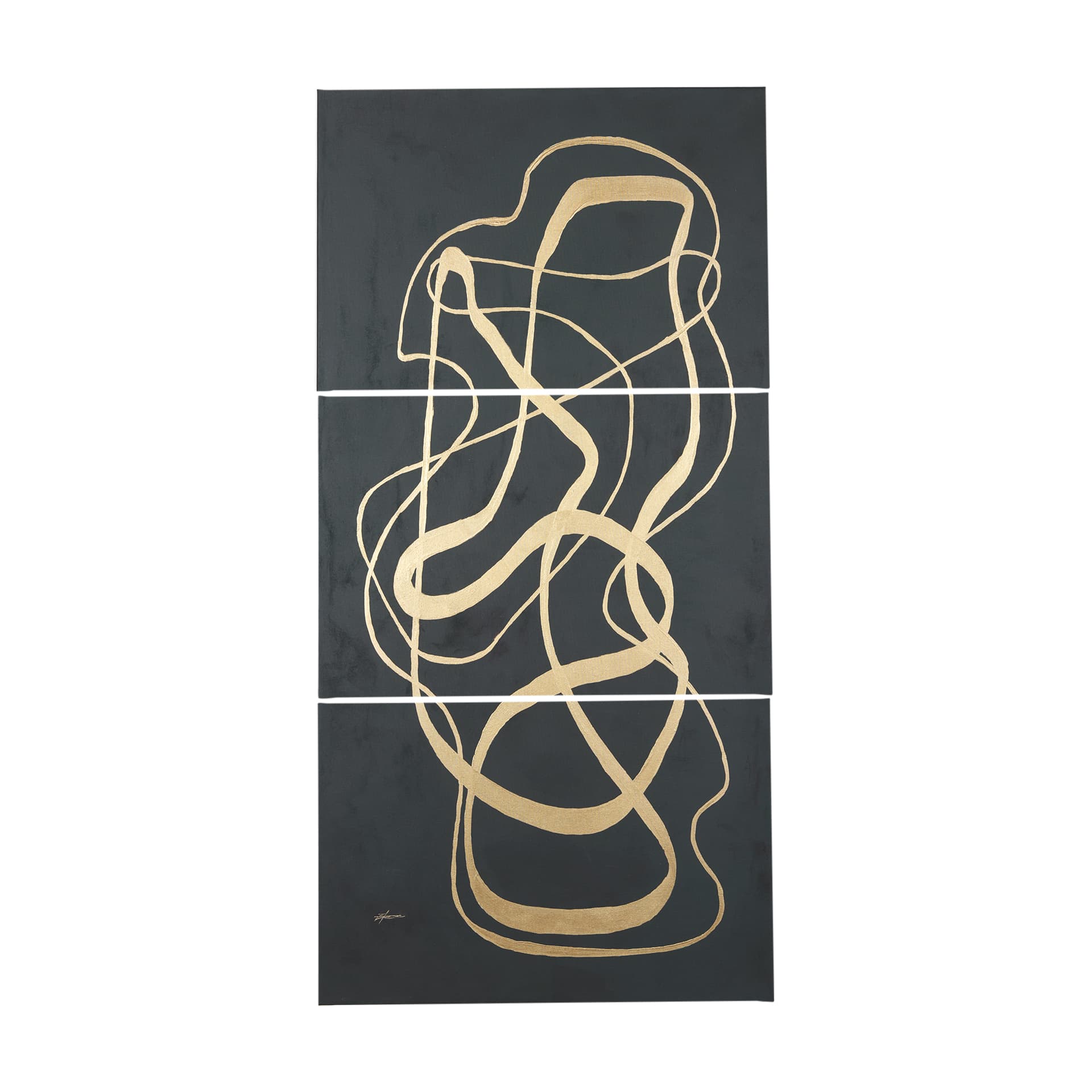 Free Lines Dark Green by Mercana Studio a Hand Embellished Textured Canvas — product photograph
