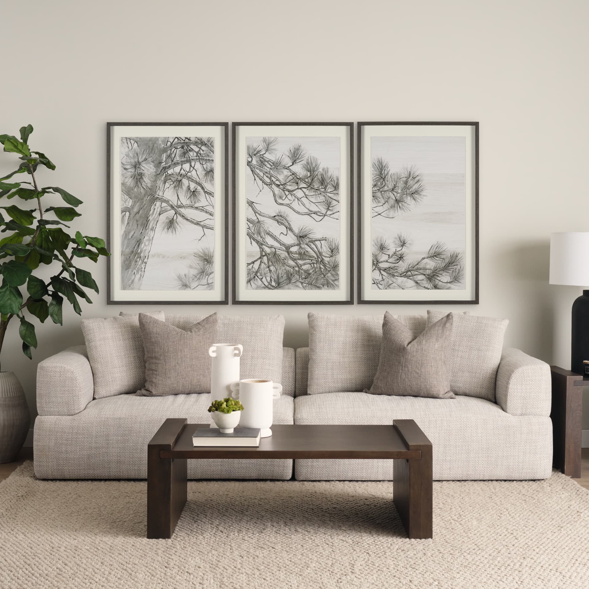 Ponderosa Whisper C by Mercana Studio Hand Embelished Framed Artwork Matted under Glass — in a styled room
